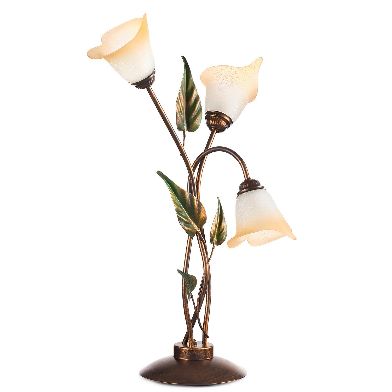 Tischleuchte Miranda Bronze/Olivgrün max. 6 Watt - Bronzefarben/Olivgrün, Natur, Glas/Metall (45/70cm)