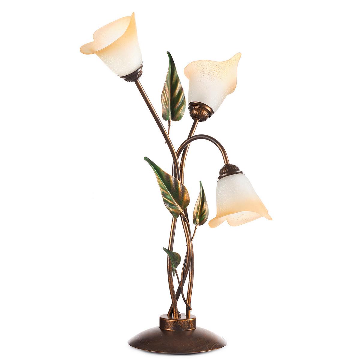 Tischleuchte Miranda Bronze/Olivgrün max. 6 Watt - Bronzefarben/Olivgrün, Natur, Glas/Metall (45/70cm)