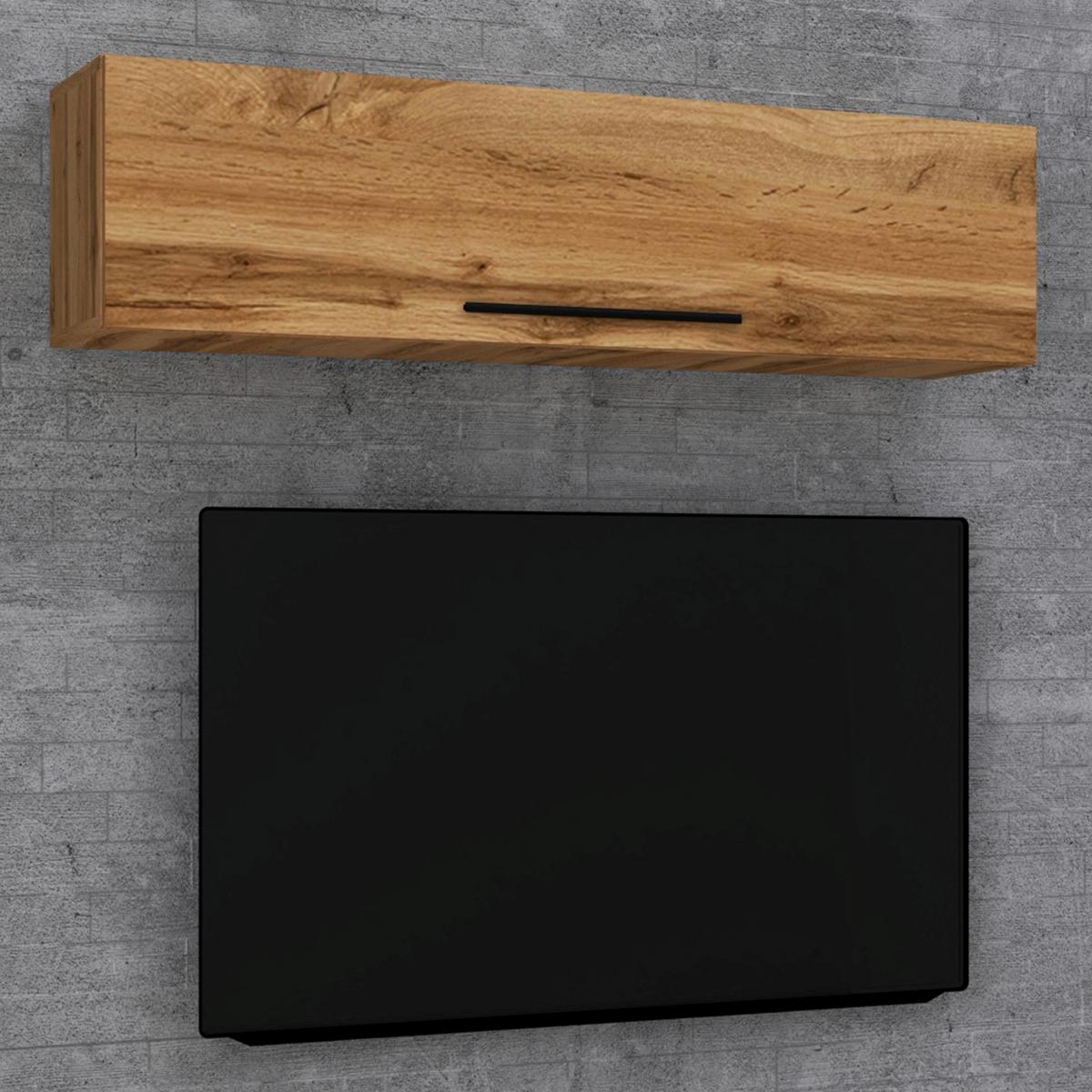 Stenski Regal Arila Xl, Hrast - črna/medeni hrast, Moderno, kovina/leseni material (115/30/30cm) - MID.YOU
