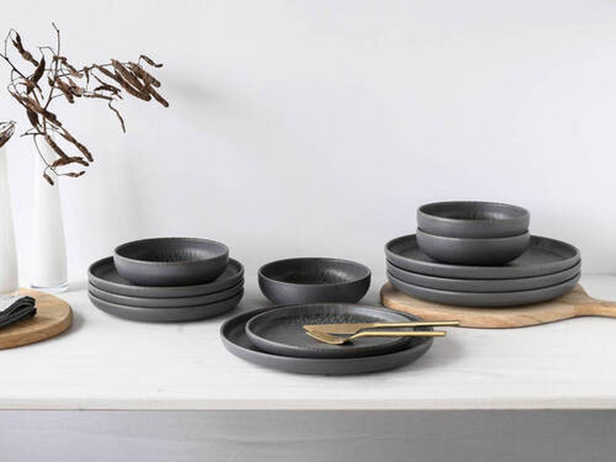 Jedilni Servis Uno Volcano Dark, 12-Delni - antracit, Trend, keramika - Creatable