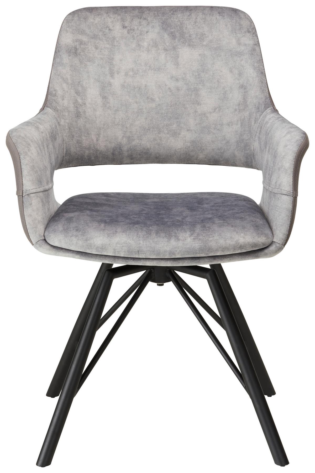 Armlehnstuhl In Grau/schwarz - Schwarz/Grau, Modern, Holz/Textil (61/85/62,5cm) - Premium Living