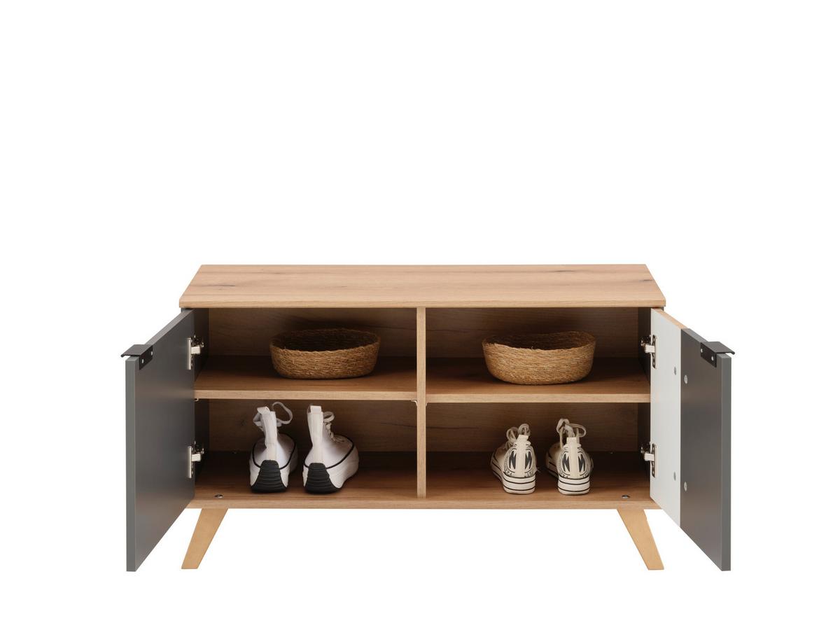 Bancă pentru hol CLEVER - culoare lemn stejar/antracit, Modern, material pe bază de lemn (90/52/38cm) - Modern Living