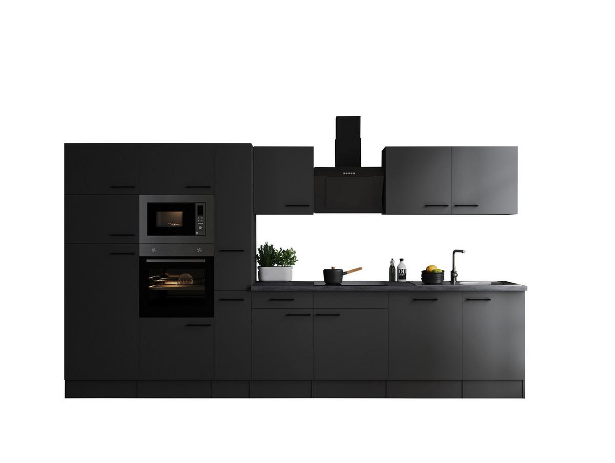 Kuhinjski Blok Z Aparati Oliver, 370cm - temno siva/črna, Design, kovina/leseni material (370cm) - Respekta