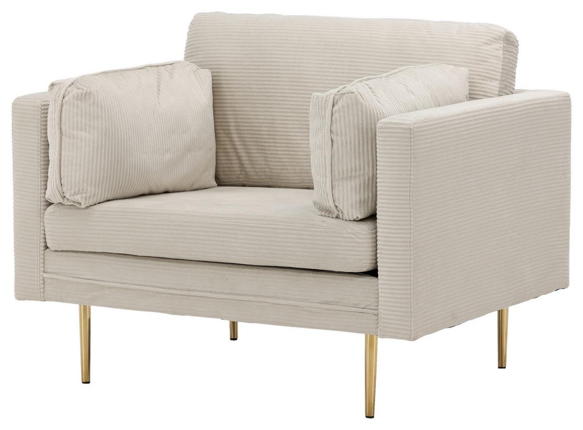 SESSEL BOOM - Beige/Goldfarben, Design, Textil/Metall (110/84/86cm) - Livetastic