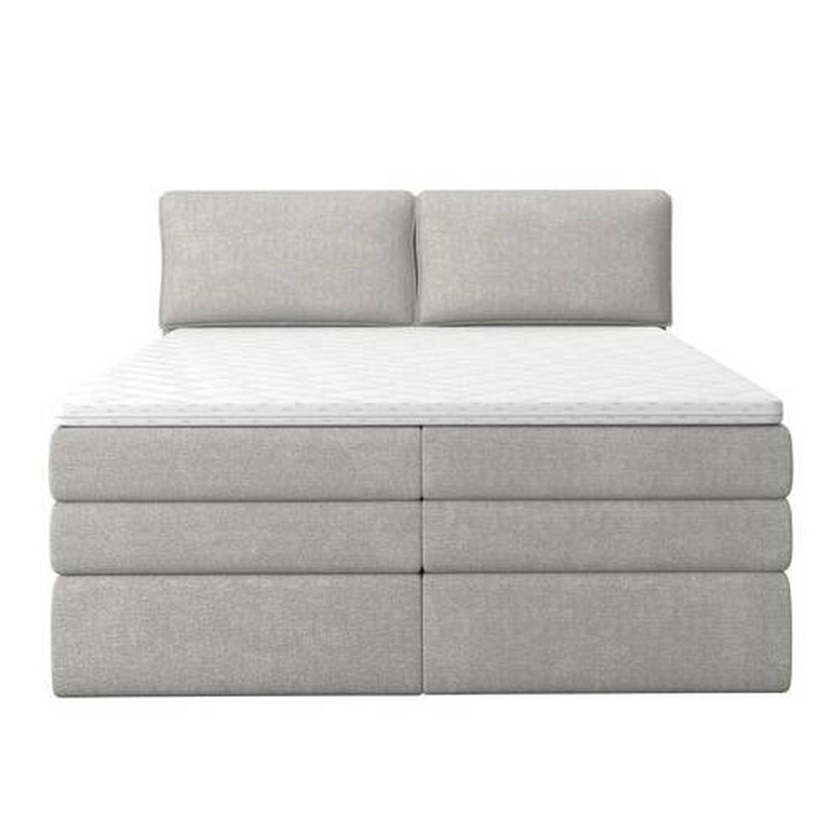 Postelja Boxspring Mosamo, 180x200, Svetlo Siva - črna/svetlo siva, Moderno, umetna masa/tekstil (180/200cm) - Bessagi Home