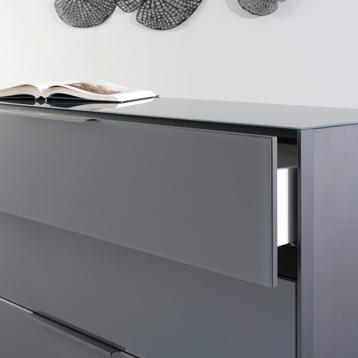 Comodă TV Max - antracit, Modern, sticlă/material pe bază de lemn (235/63/45cm) - Premium Living
