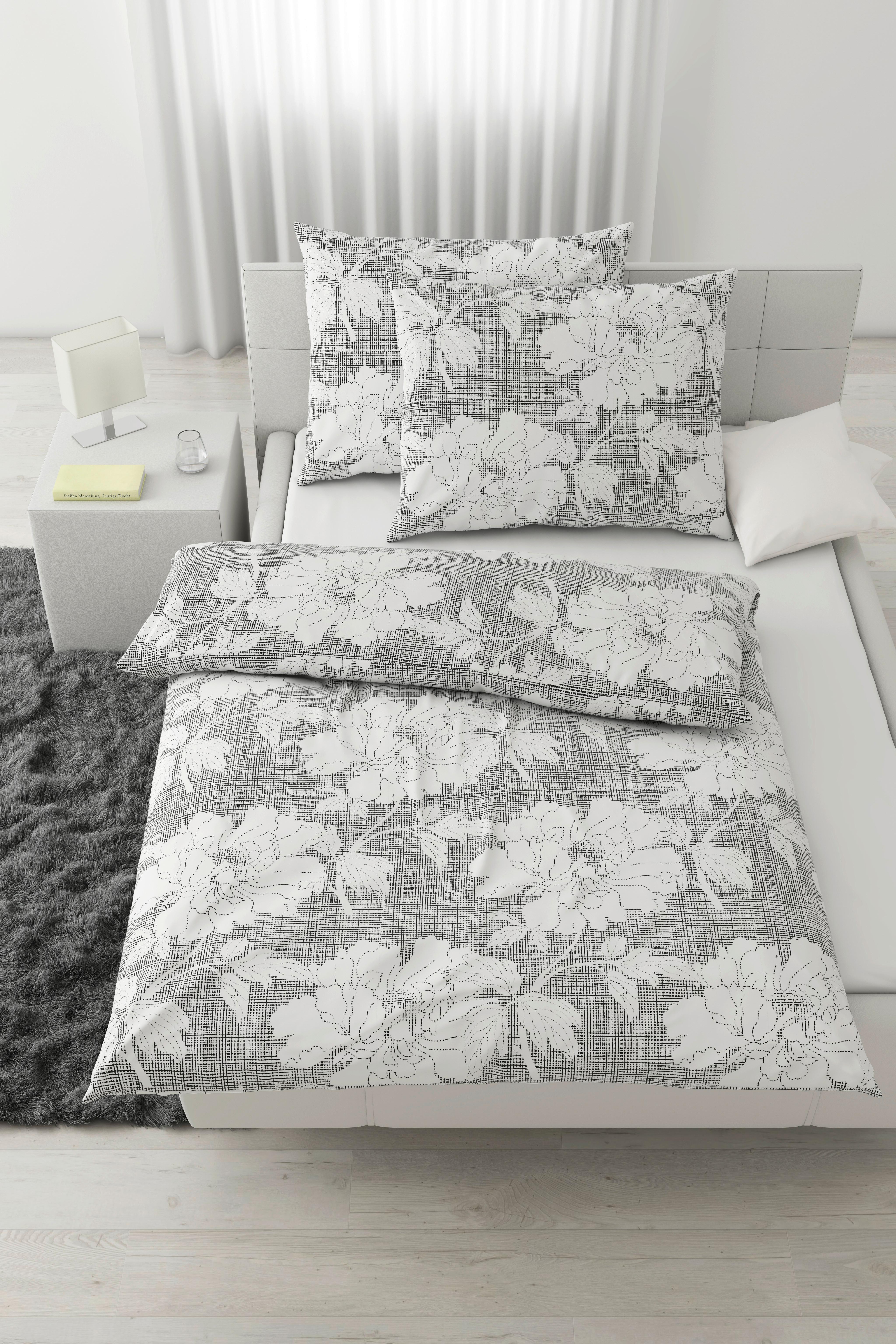 Lenjerie de pat Gundi, cca. 200x220/2x50x70 cm - alb/negru, Romantik / Landhaus, textil (200/220cm) - Mömax