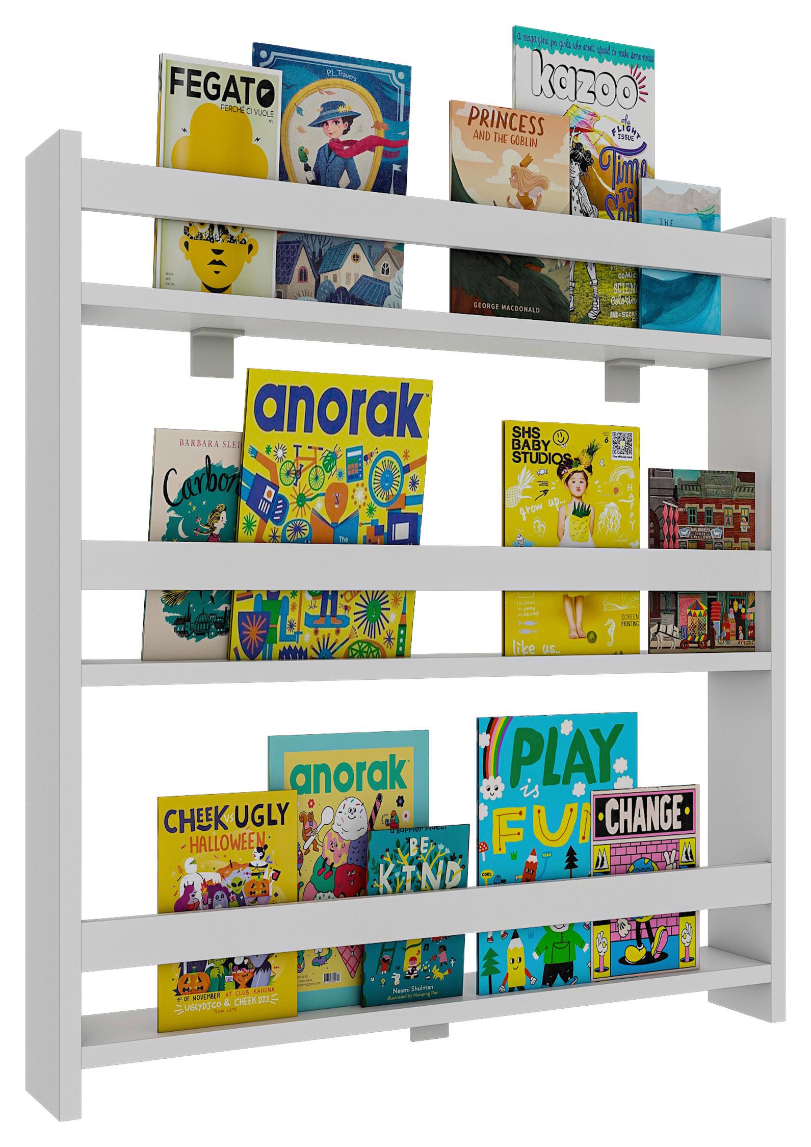 Regal Kidos, Bela - bela, Moderno, leseni material (70/80/10cm) - MID.YOU