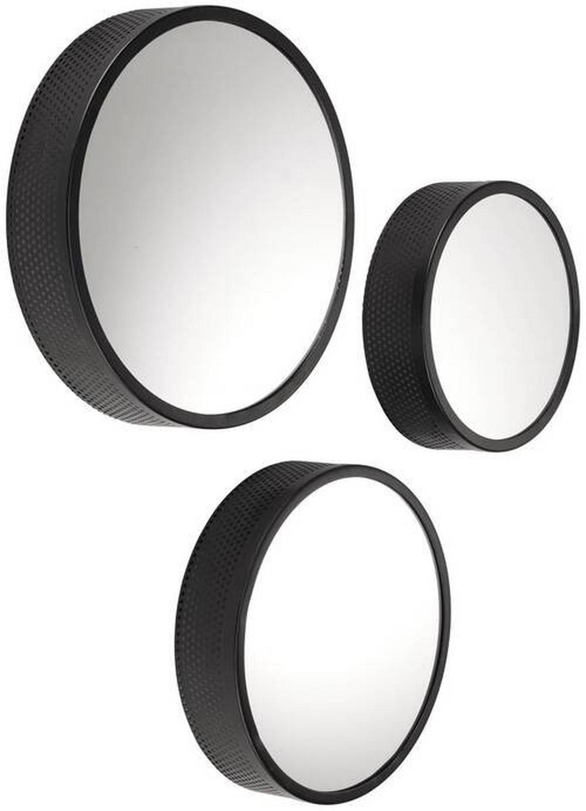 Wanddeko Mirror, 3er-Set - Schwarz, Design, Glas/Metall (30/6.5cm) - Modern Living
