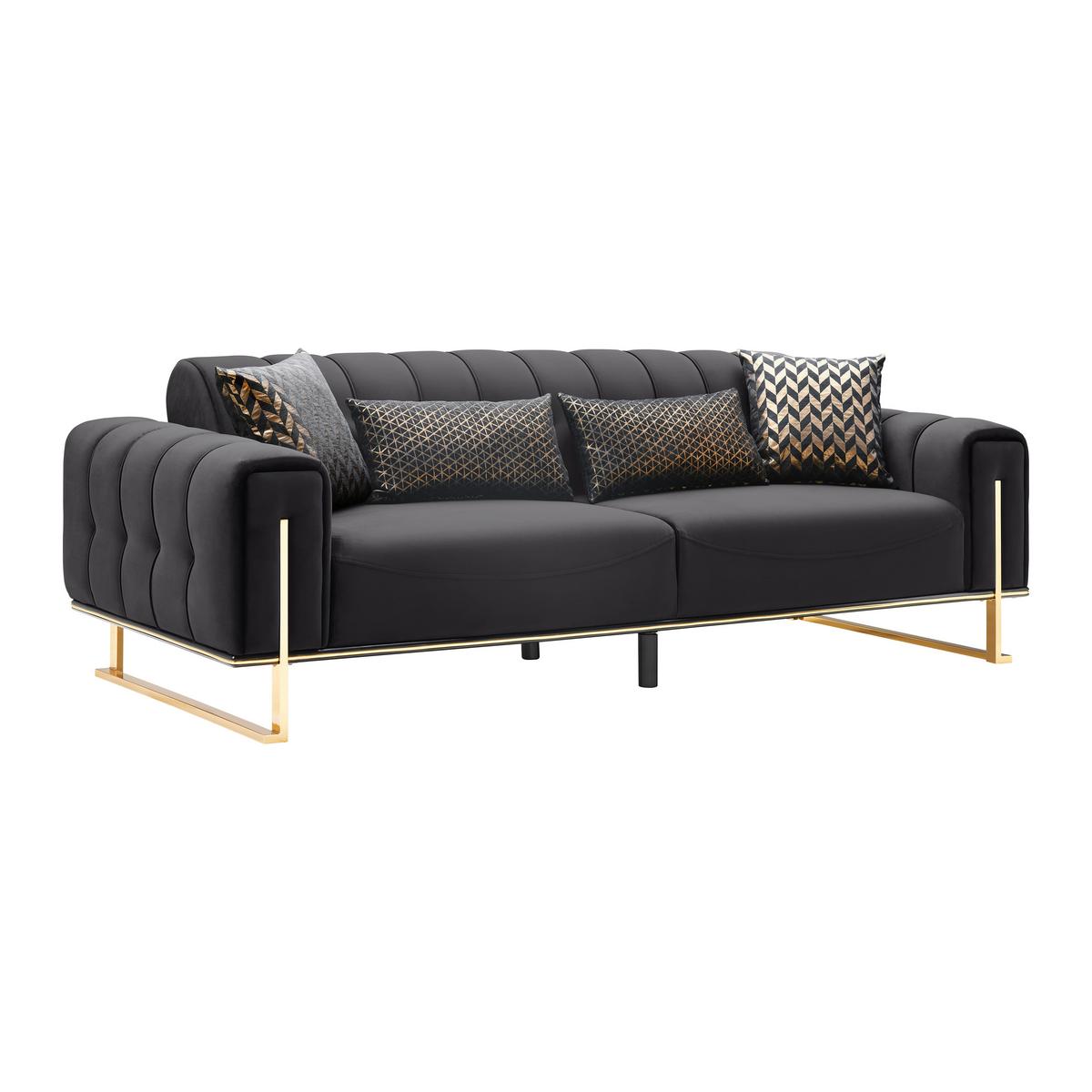3-Sitzer-Sofa Aile in Schwarz/Goldfarben - Goldfarben/Schwarz, LIFESTYLE, Textil (244/80/90cm) - Based