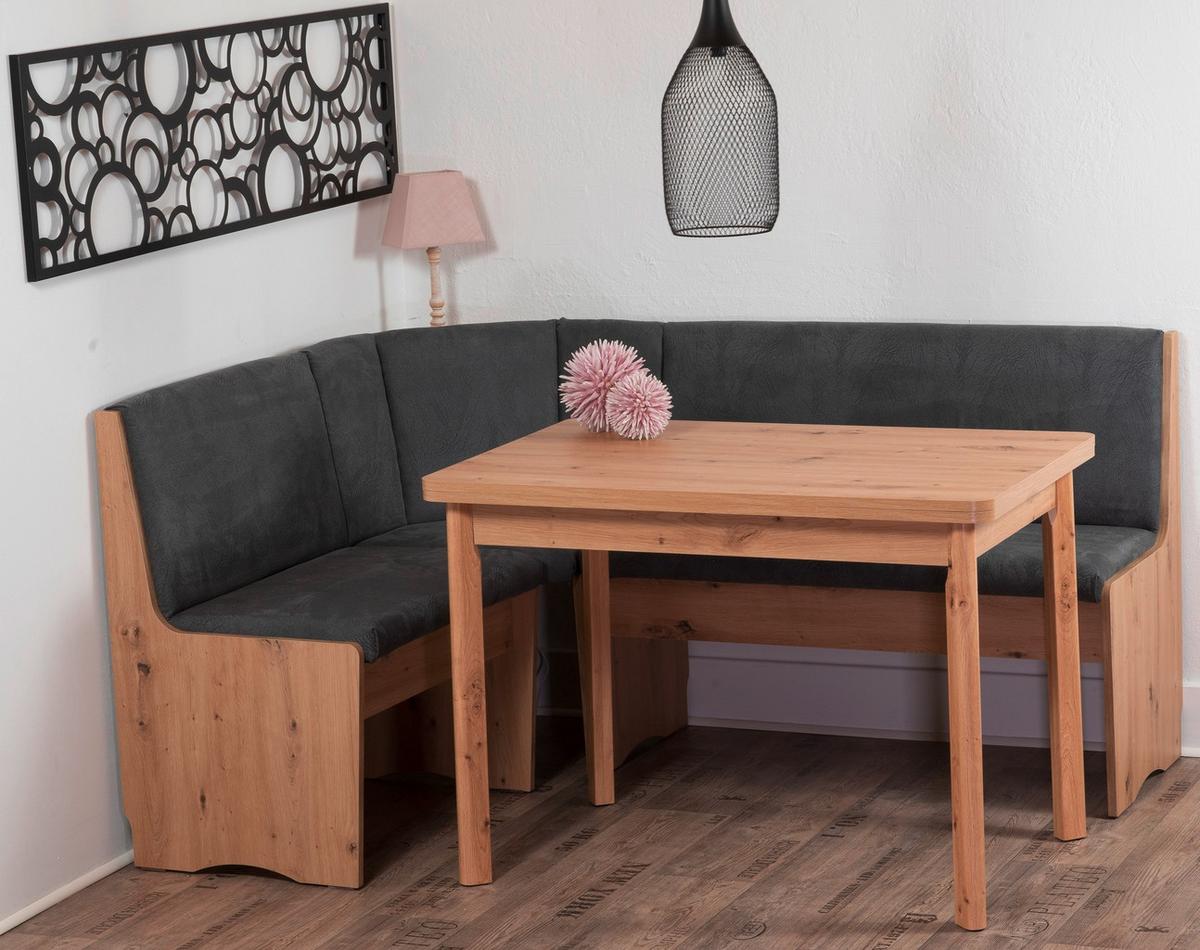 Eckbank Duisburg Grau/Eiche Artisan - Eiche Artisan/Grau, KONVENTIONELL, Holzwerkstoff/Textil (165/89/125cm) - P & B
