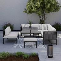Dining-Loungeset Polly Hellgrau Outdoorstoff/Metall - Dunkelgrau/Hellgrau, MODERN, Kunststoff/Textil - Bessagi Garden