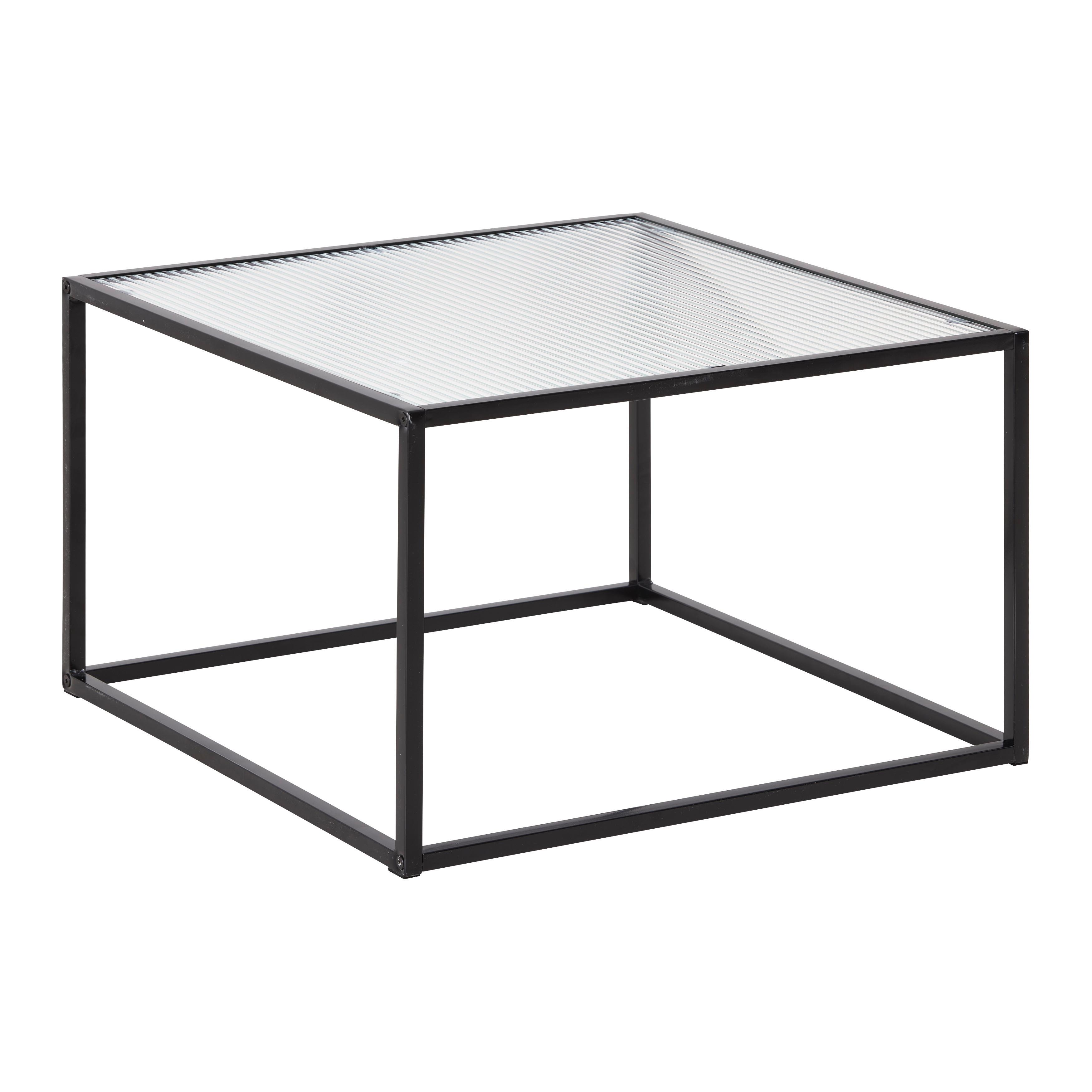 SOFFBORD KUBO -BASED- - svart, Modern, metall/glas (60/60/38cm) - Based