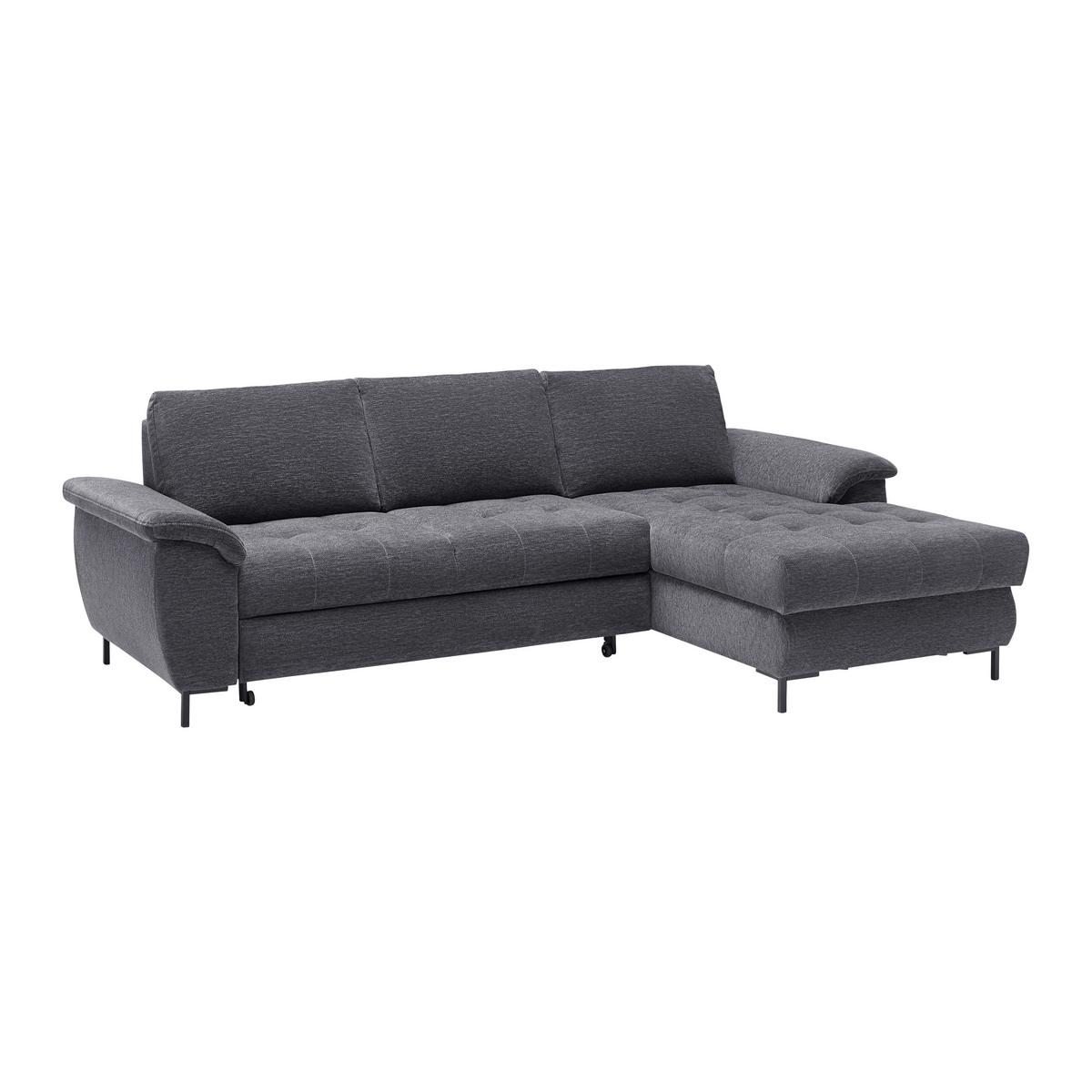 Ecksofa Focus L Grau Chenille - Schwarz/Grau, KONVENTIONELL, Holz/Textil (167/256cm) - Based