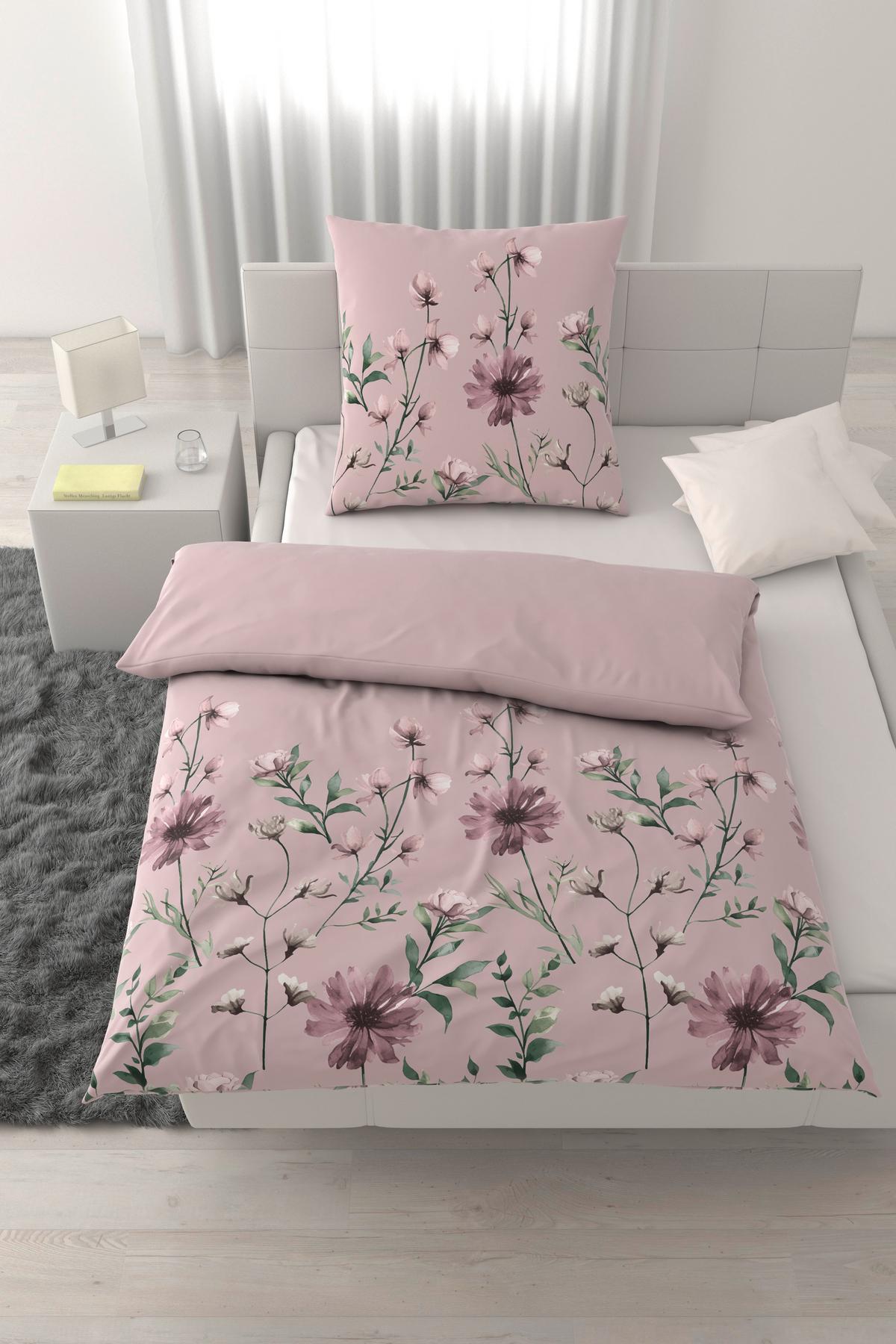 Bettwäsche Wiese XL Mauve ca. 155x220cm - Mauve, KONVENTIONELL, Textil (155/220cm) - Mömax