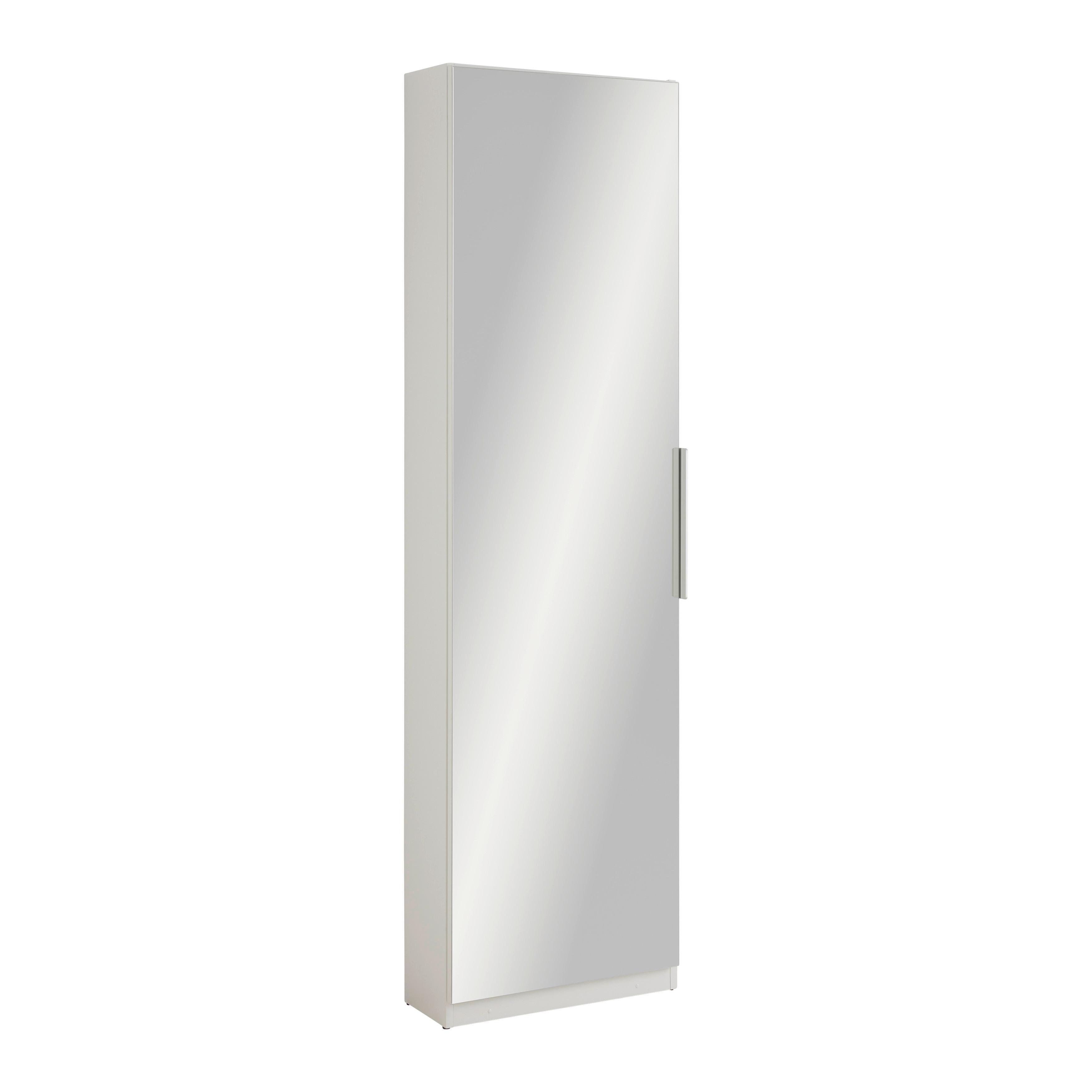 Schuhschrank Calma Weiß Schuhe bis Gr. 43 - Alufarben/Schwarz, KONVENTIONELL, Holzwerkstoff/Kunststoff (50/179,7/20cm) - Mömax