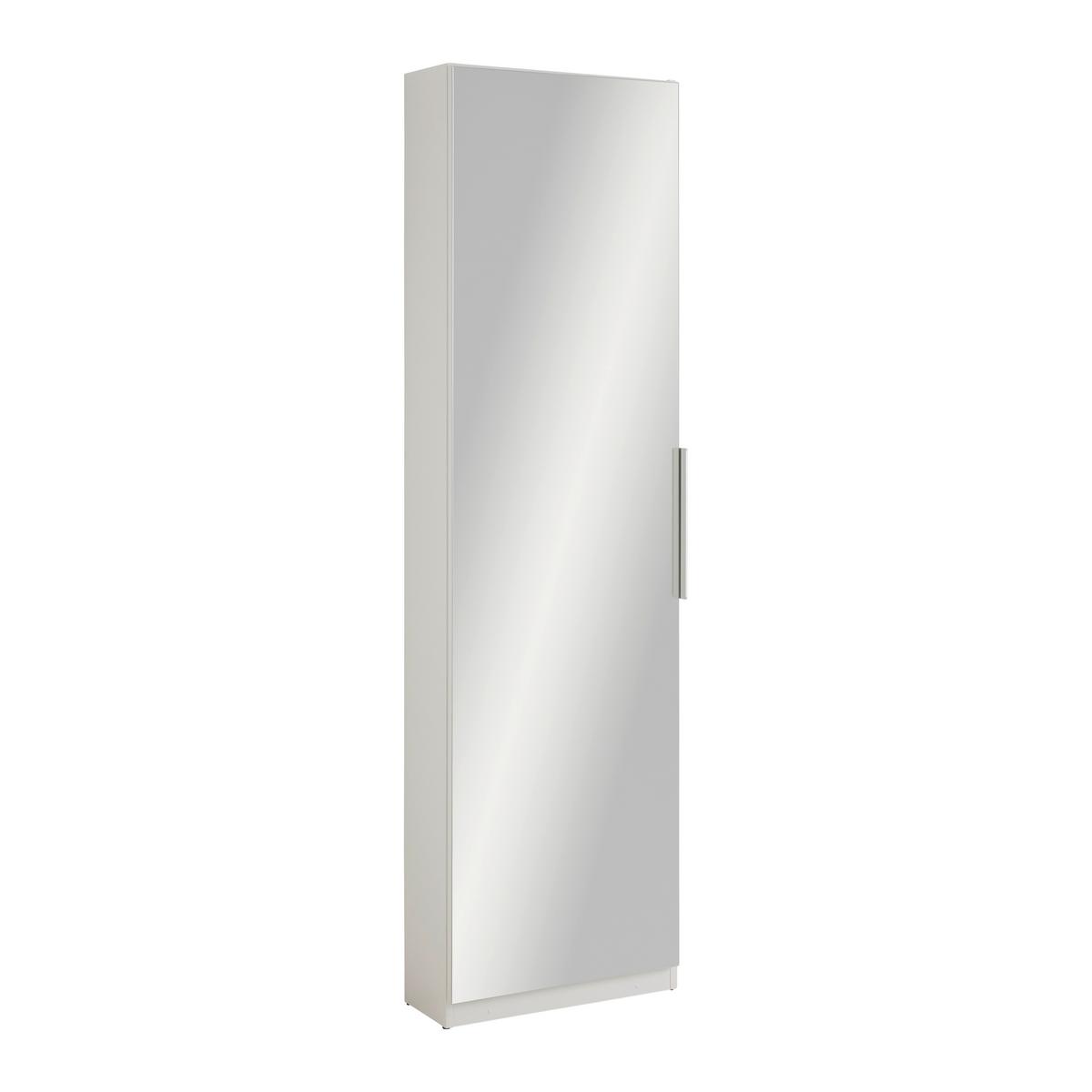 Schuhschrank Calma Weiss Schuhe bis Gr. 43 - Weiss/Alufarben, Konventionell, Holzwerkstoff/Kunststoff (50/179,7/20cm) - Mömax