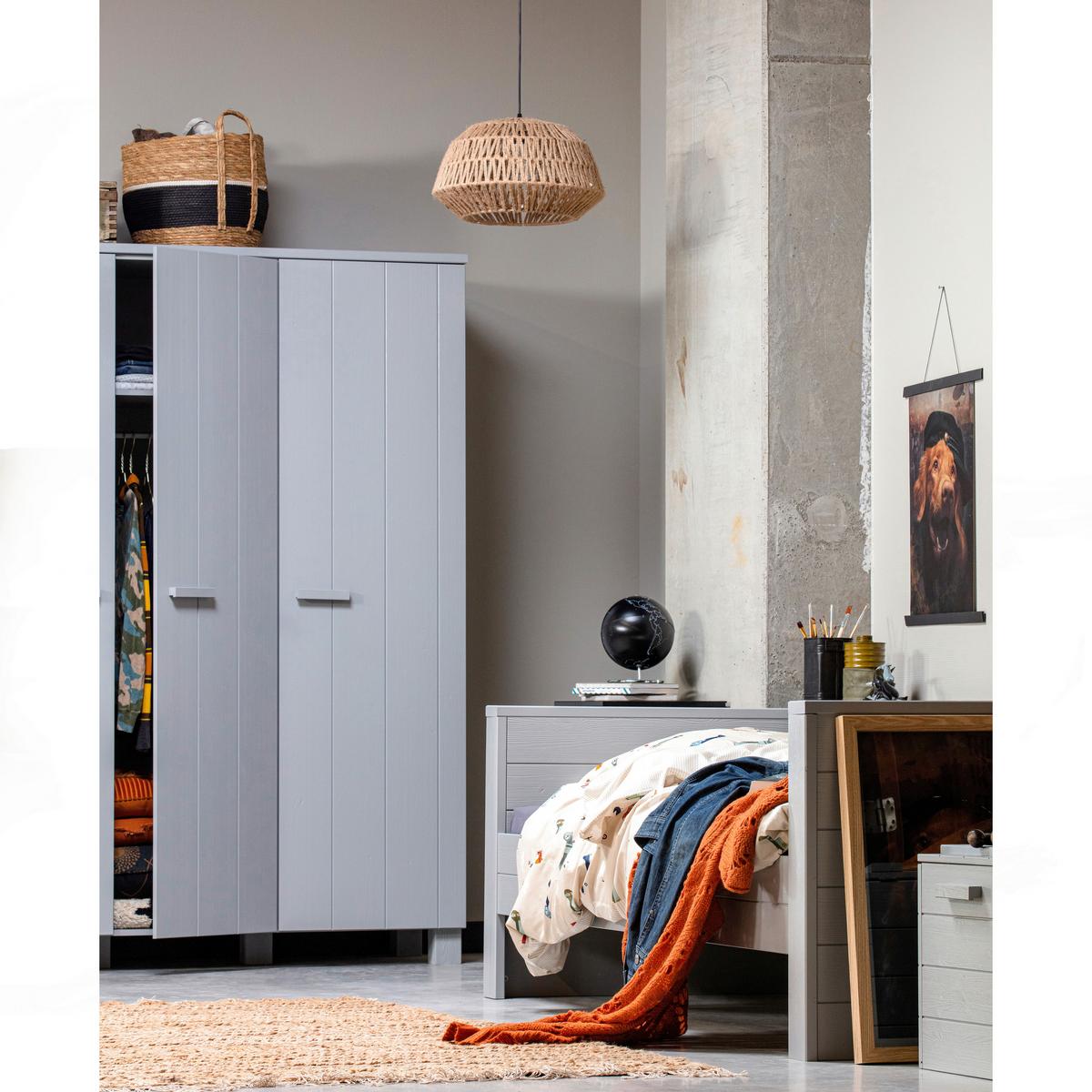 Garderobenschrank Dennis Grau - Grau, Design, Holz/Holzwerkstoff (158/202/55cm) - Livetastic