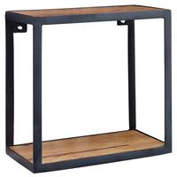 Stenski Regal Piru - barve indijskega rožnega lesa, Moderno, kovina/les (35/35/18cm) - MID.YOU