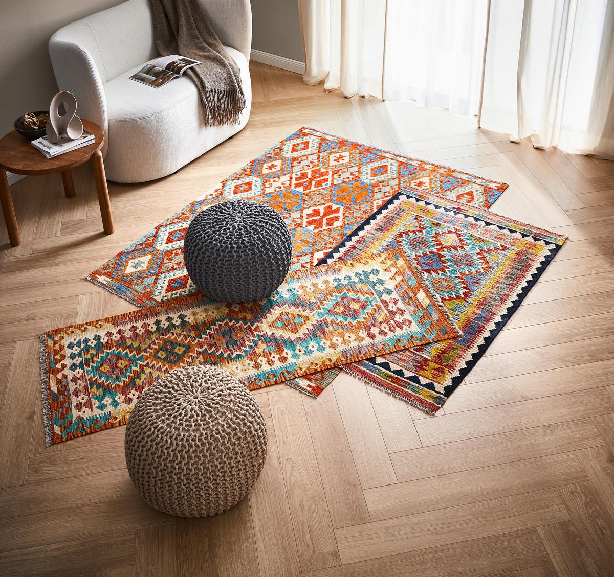 PUF BERGEN - beżowy/szary, Trend, tkanina (55/55/35cm) - Linea Natura