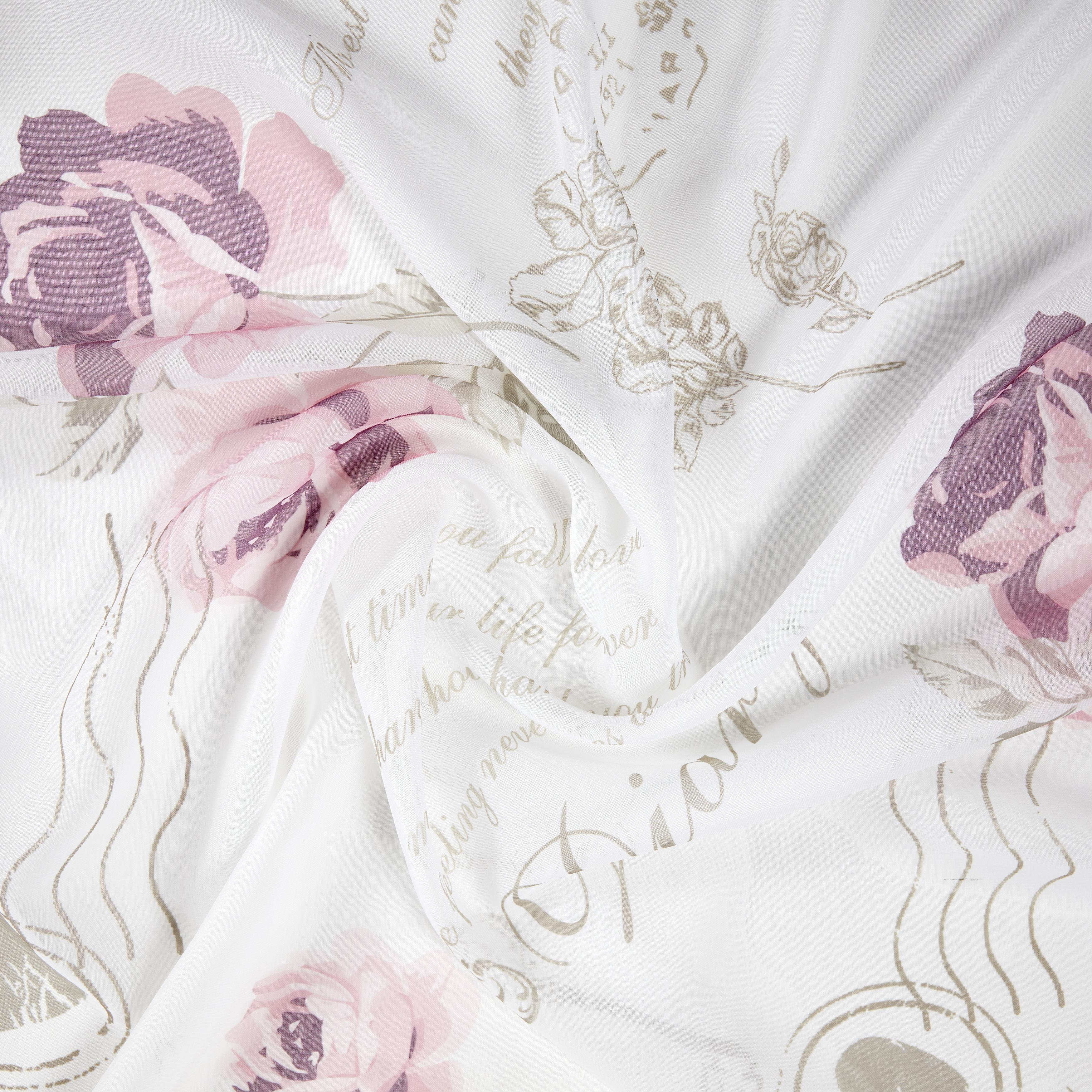 Zavesa Z Obročki Diary Rose - bela, Romantika, tekstil (140/245cm) - Modern Living