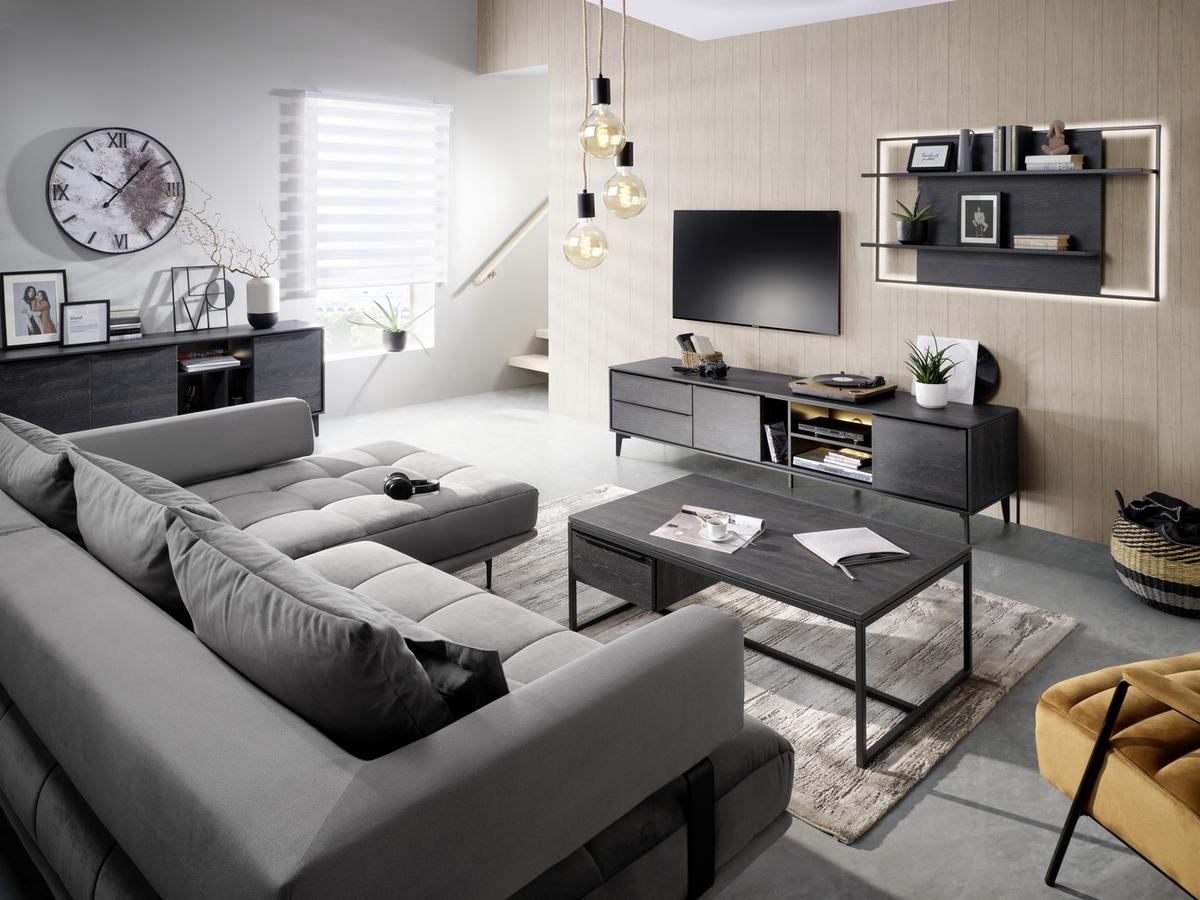 Wandpaneel in Anthrazit - Anthrazit, Modern, Holzwerkstoff (129/75/25cm) - Premium Living