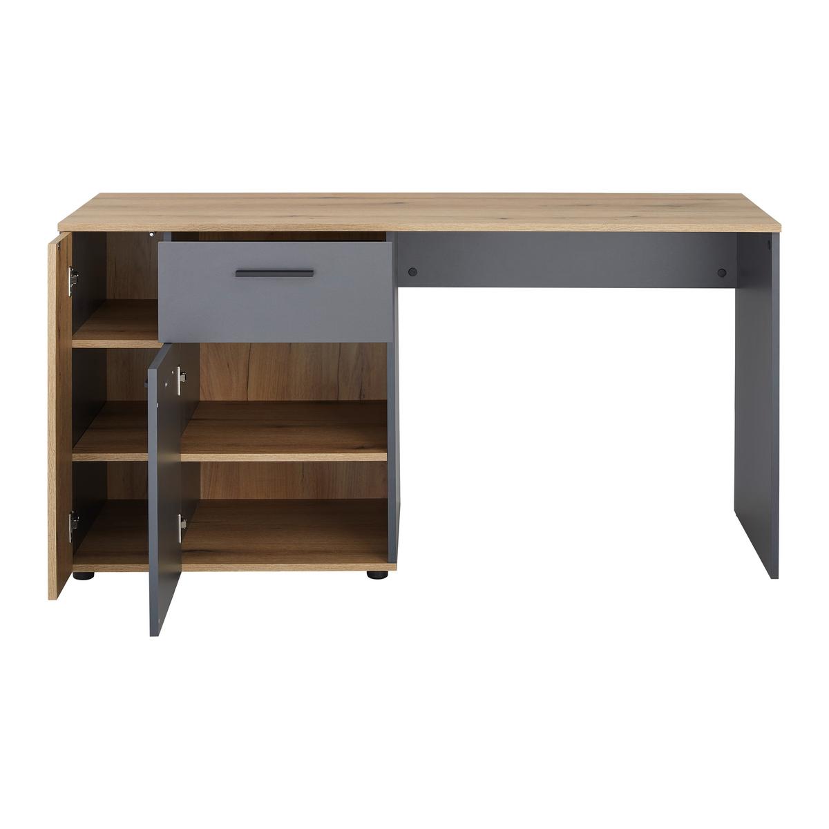 Pisalna Miza Cadix, Antracit, Barva Hrasta - črna/barve hrasta, Konvencionalno, umetna masa/leseni material (145/75/60cm) - Mömax