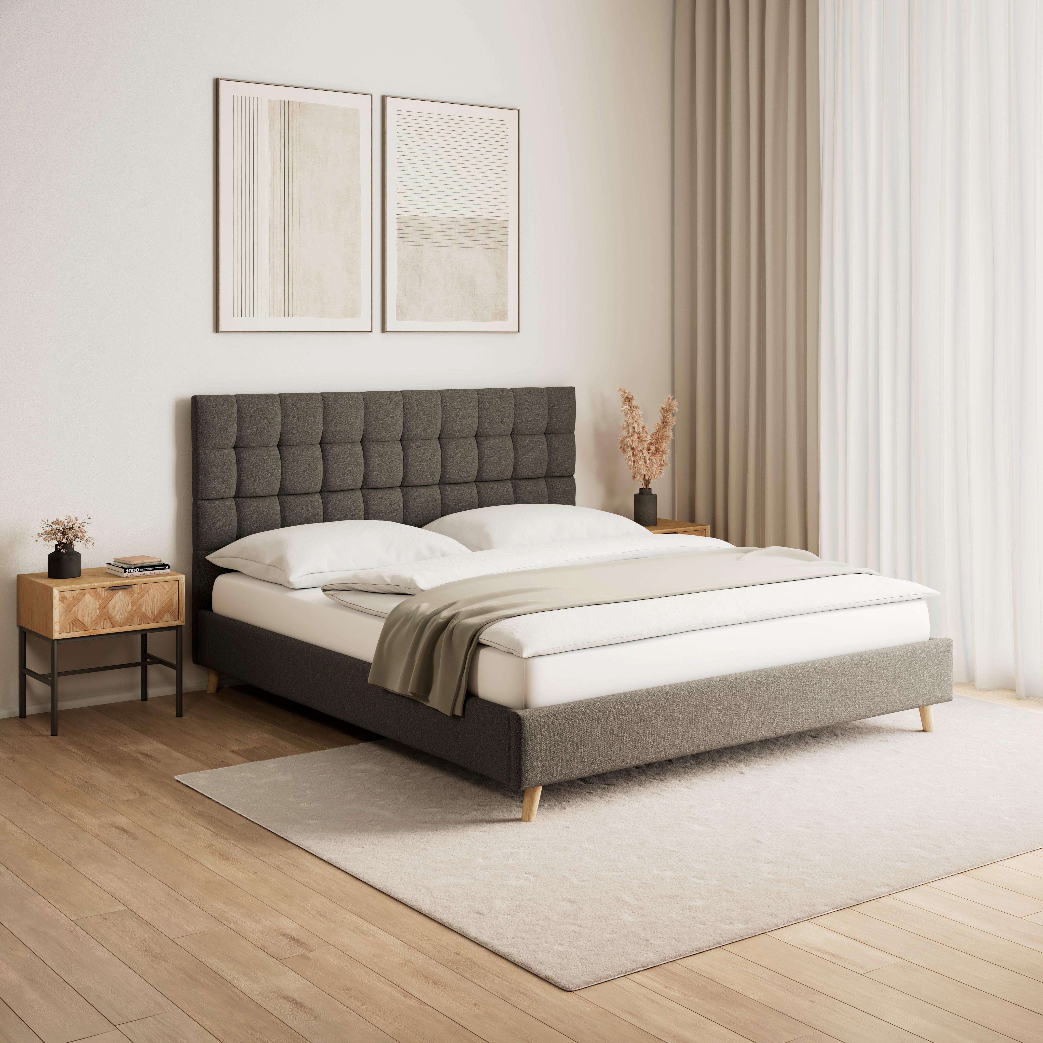 Kárpitozott Ágy Cesaro - sötétszürke, Modern, textil/fa (180/200cm) - Bessagi Home