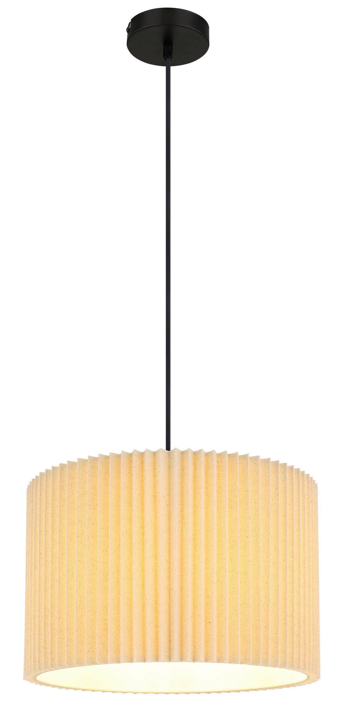 HÄNGELEUCHTE 15757H PAGE - Schwarz/Naturfarben, Basics, Textil/Metall (38/120cm) - Globo