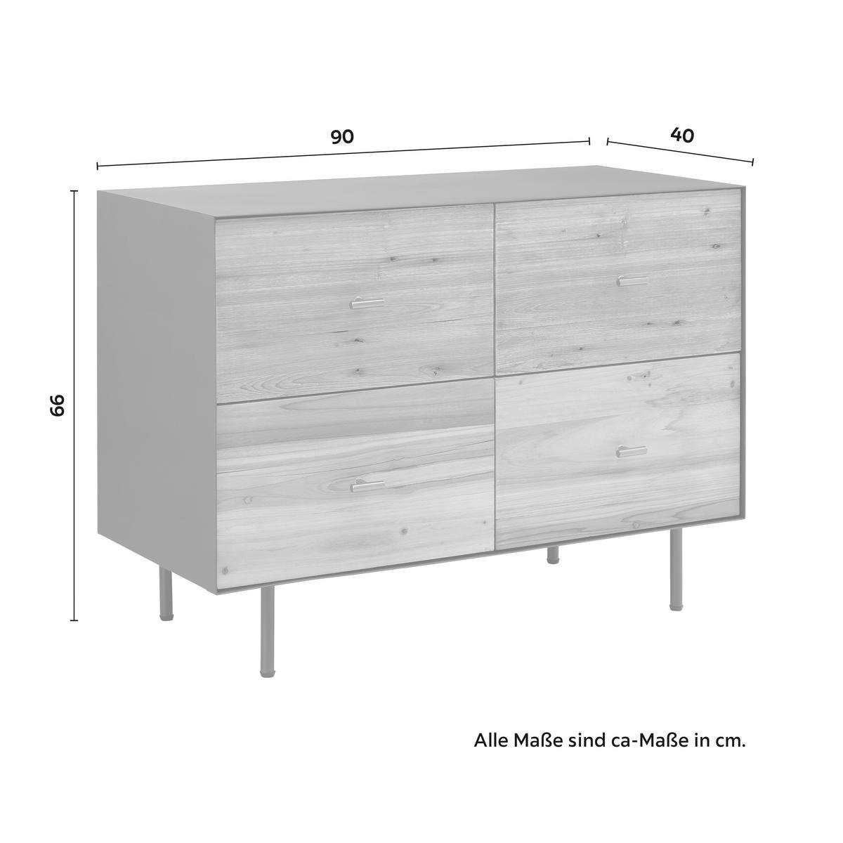 Kommode Giorgia Schwarz/Natur Echtholz/MDF - Goldfarben/Schwarz, MODERN, Holz/Metall (90/66/40cm) - Bessagi Home