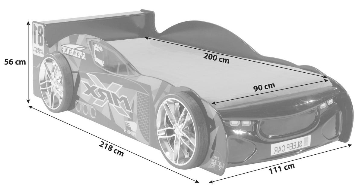 Autobett MRX Sleepcar Schwarz/Rot - Schwarz, MODERN, Holzwerkstoff (90/200cm) - Vipack