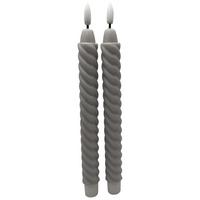 Stabkerze Twist Hellgrau, 2er Set - Hellgrau, KONVENTIONELL (2/25cm) - Mömax