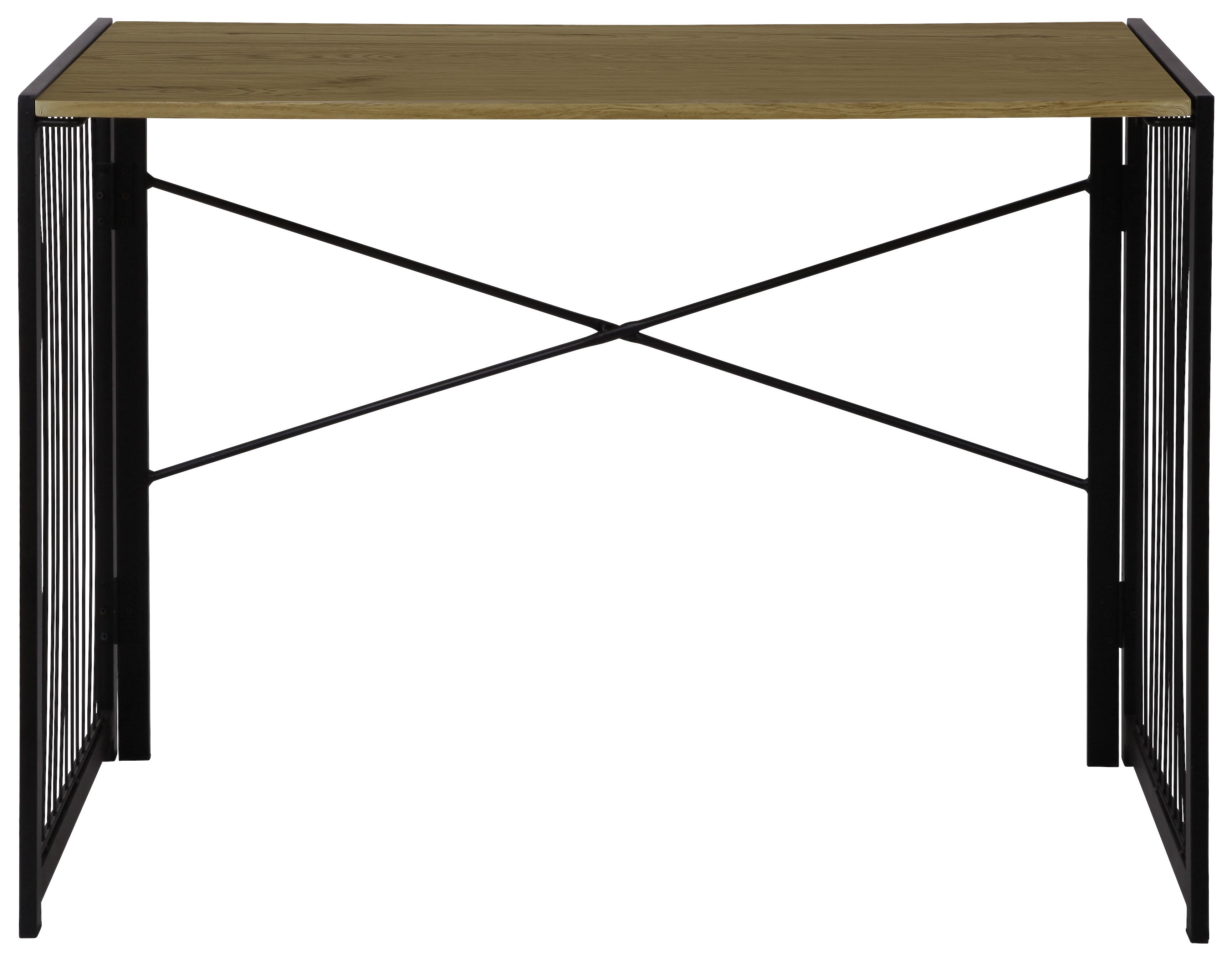 Masă de birou Klapp - culoare lemn stejar/negru, Modern, metal/material pe bază de lemn (100/75/50cm) - Modern Living