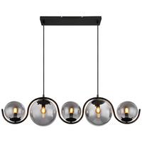 HÄNGELEUCHTE PORRY SCHWARZ B: 20CM 5-FLM. - Schwarz, Basics, Glas/Metall (100/20/120cm) - Globo
