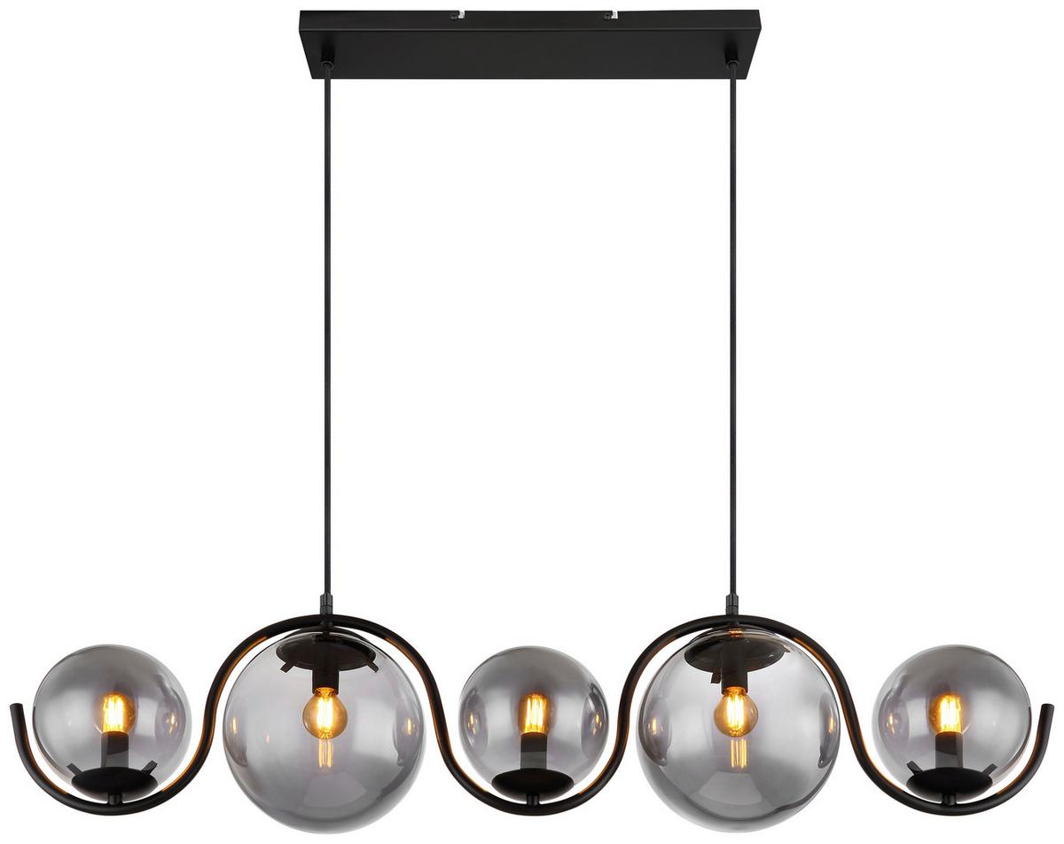 HÄNGELEUCHTE PORRY SCHWARZ B: 20CM 5-FLM. - Schwarz, Basics, Glas/Metall (100/20/120cm) - Globo