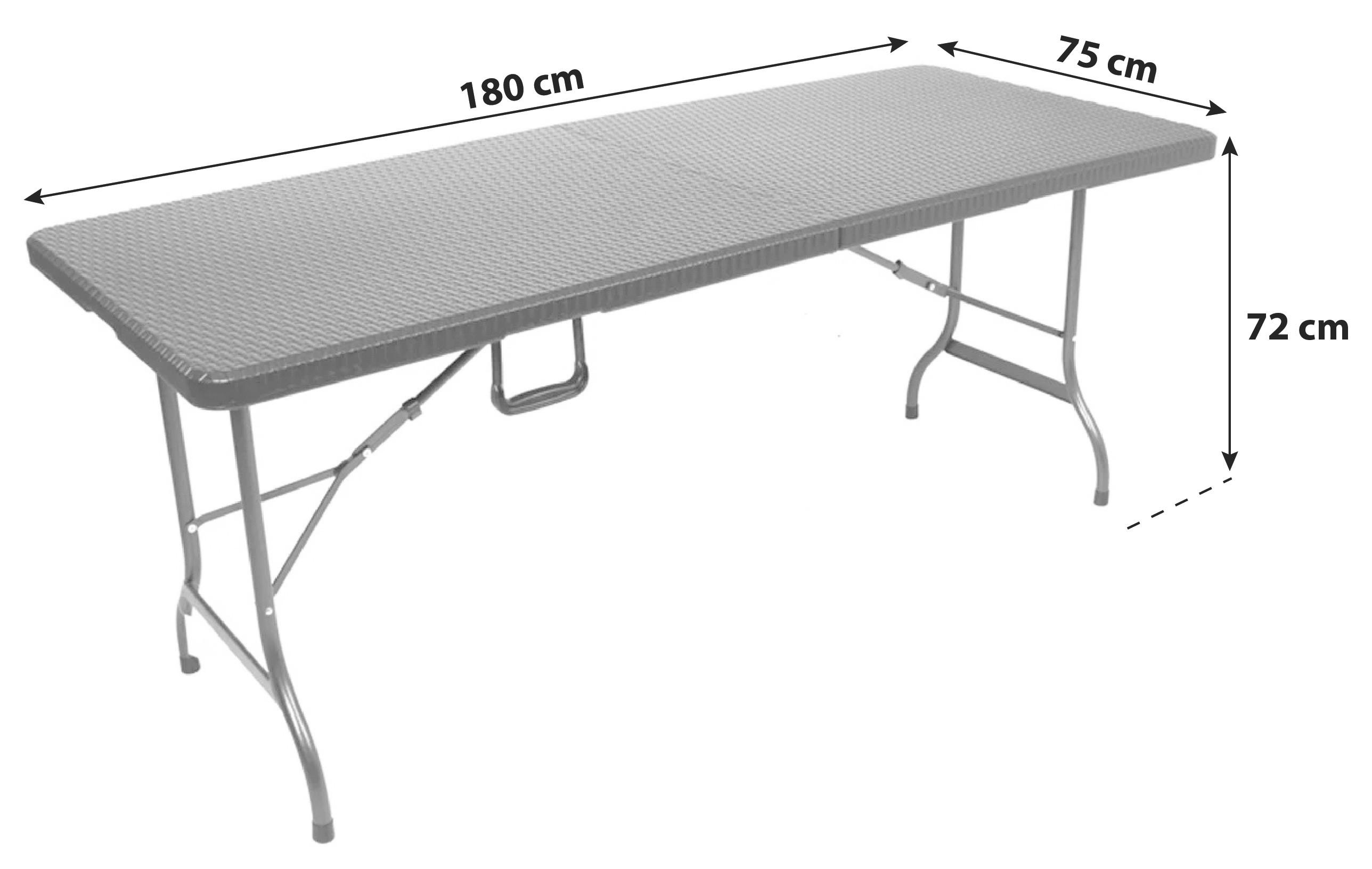 Gartenklapptisch Ventana ca. 180x75 cm Schwarz - Schwarz, Basics, Kunststoff/Metall (180/75/72cm) - Gardenson