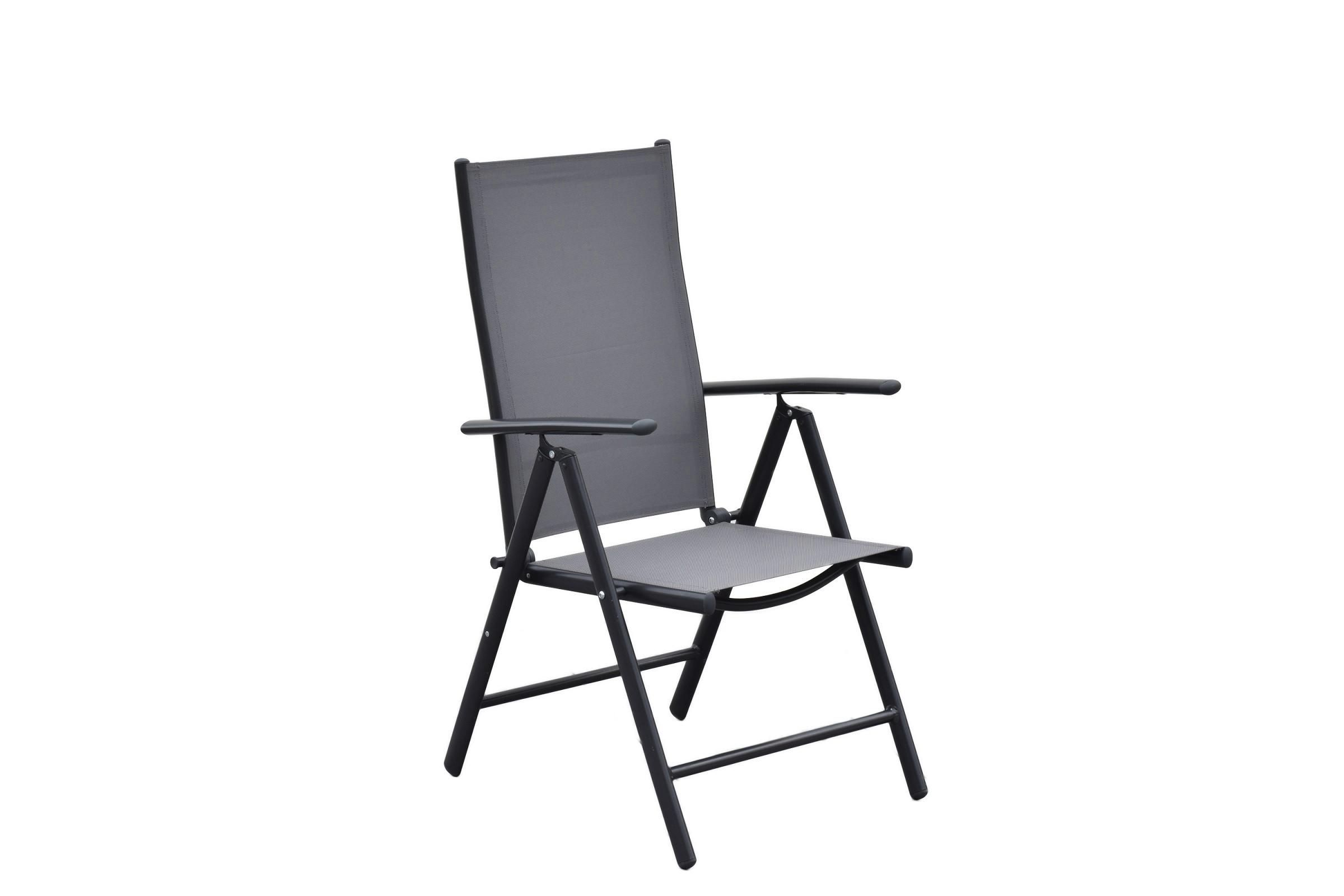 GARTENKLAPPSESSEL-SET AMALFI - Graphitfarben/Grau, MODERN, Textil/Metall (57/108/65cm) - Gardenson