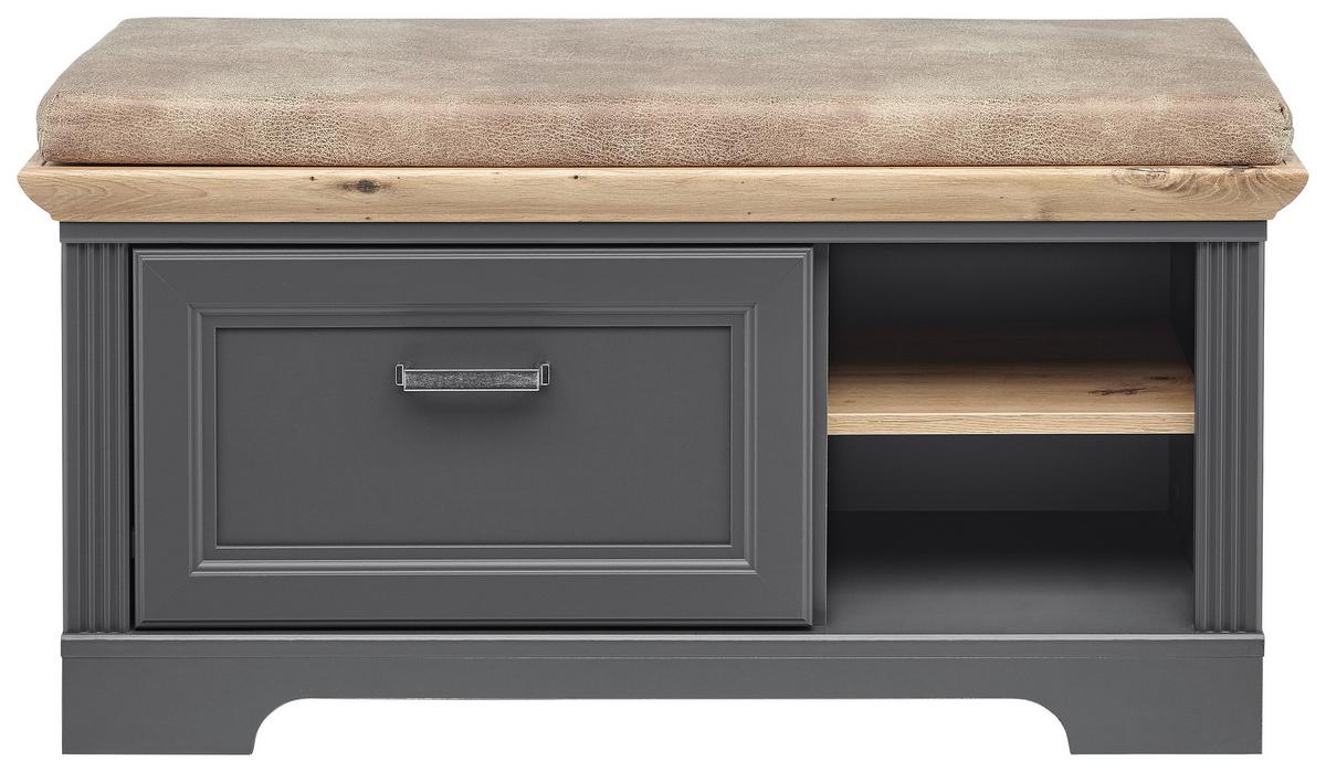 Előszobapad Szürke Jasmin - bézs/grafitszürke, Romantik / Landhaus, faalapú anyag/fém (93/49/41cm) - Zandiara