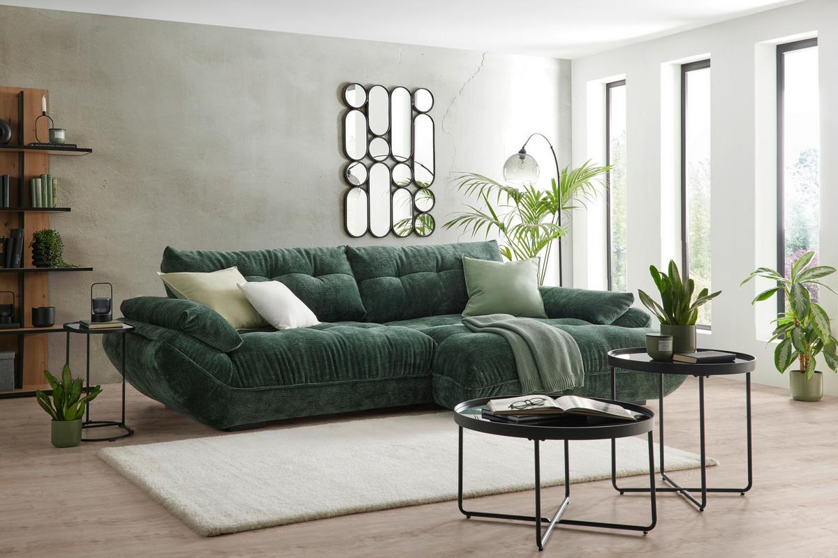 Wohnlandschaft Vivo Dunkelgrün - Dunkelgrün/Schwarz, MODERN, Kunststoff/Textil (317/63/179cm) - Premium Living