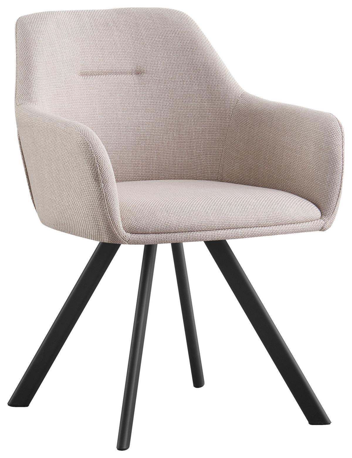 KRZESŁO Z PODŁOKIETNIKAMI MARKO - beżowy/czarny, Design, metal/tkanina (58,5/78,5/60cm) - Hom`in