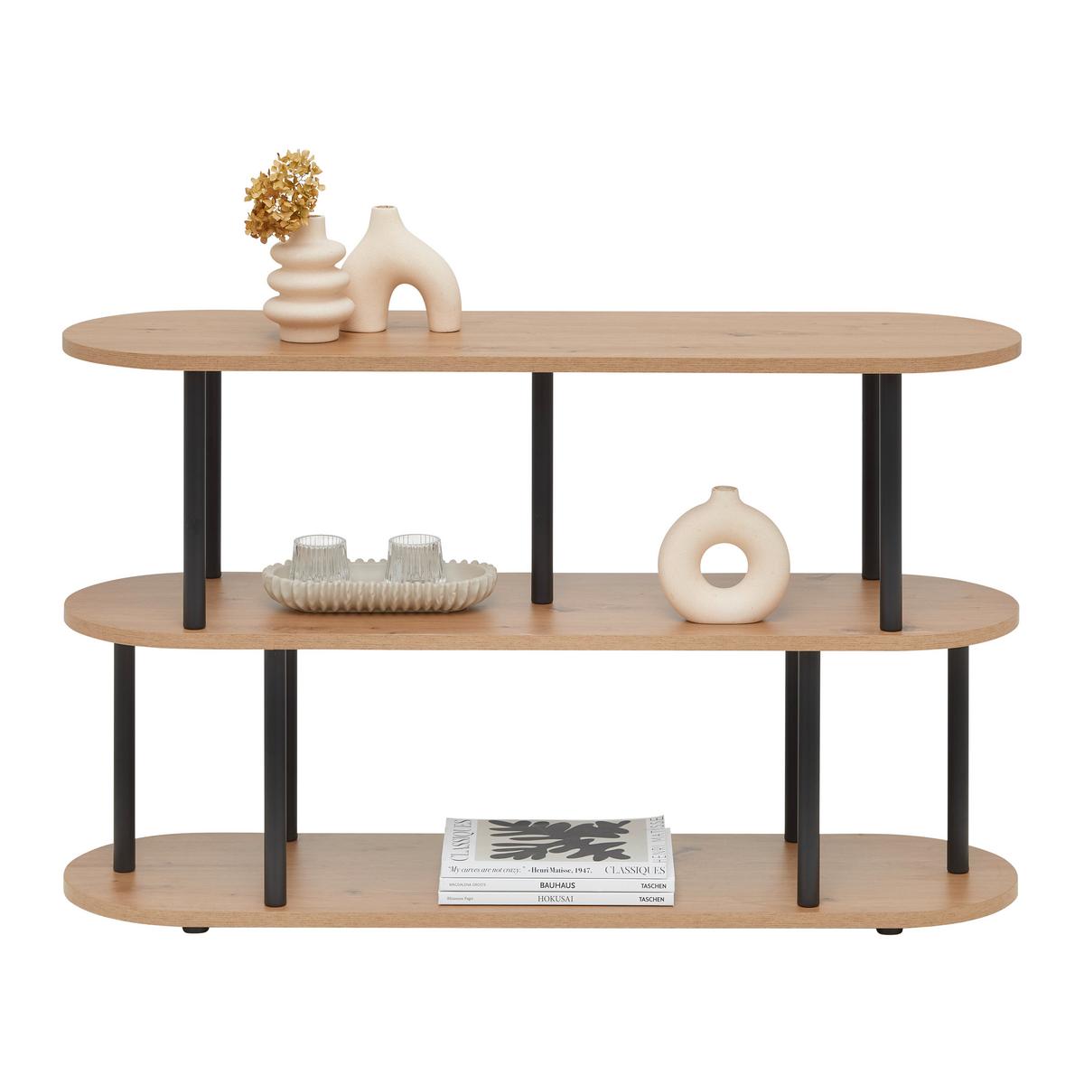 Polica Nimo - hrast Artisan/crna, Moderno, drvni materijal/metal (110/66/32cm) - Modern Living