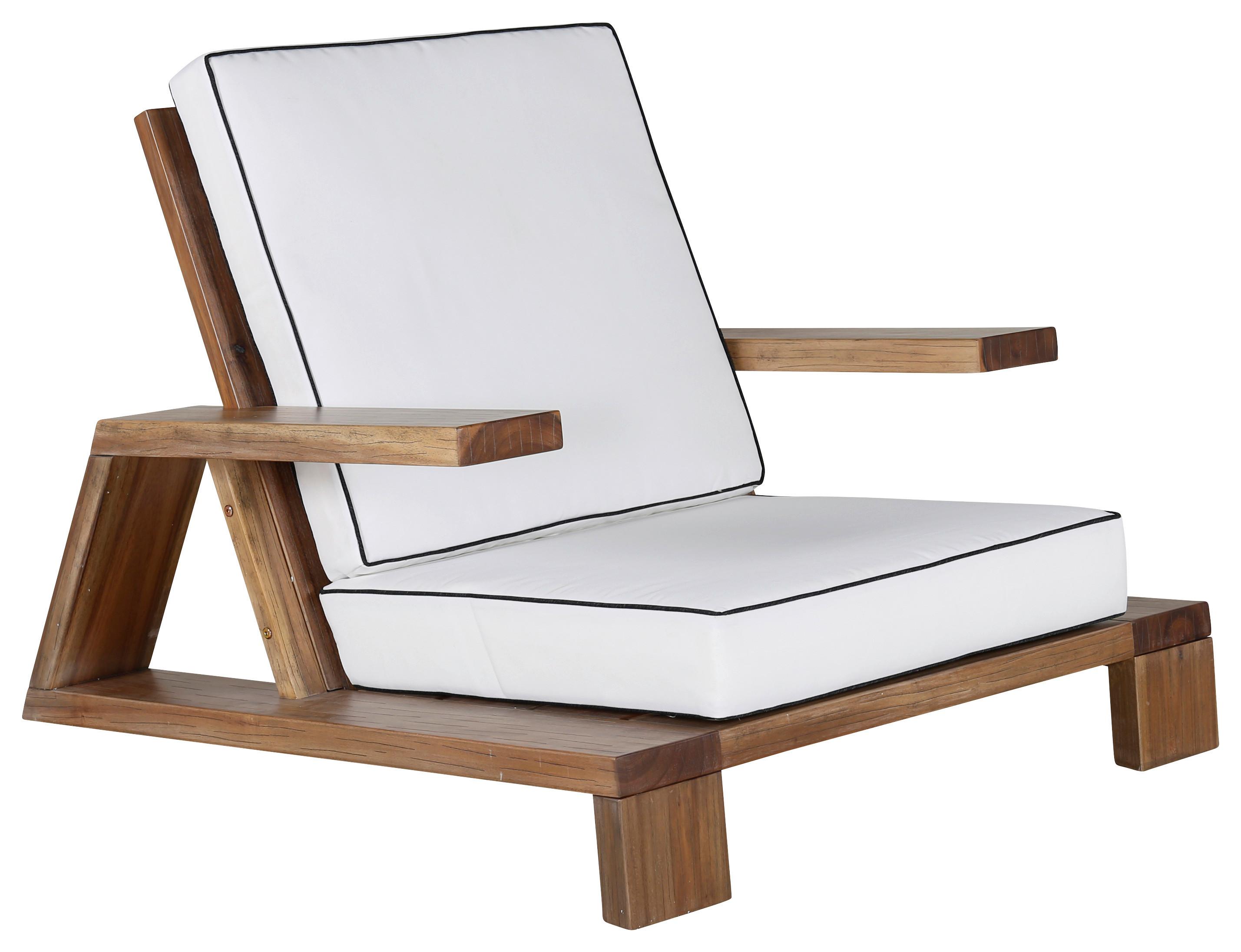 Loungesessel Daria ca. 100x70x92 cm Akazienholz - Weiß/Akaziefarben, KONVENTIONELL, Holz (100/70/92cm) - Gardenson