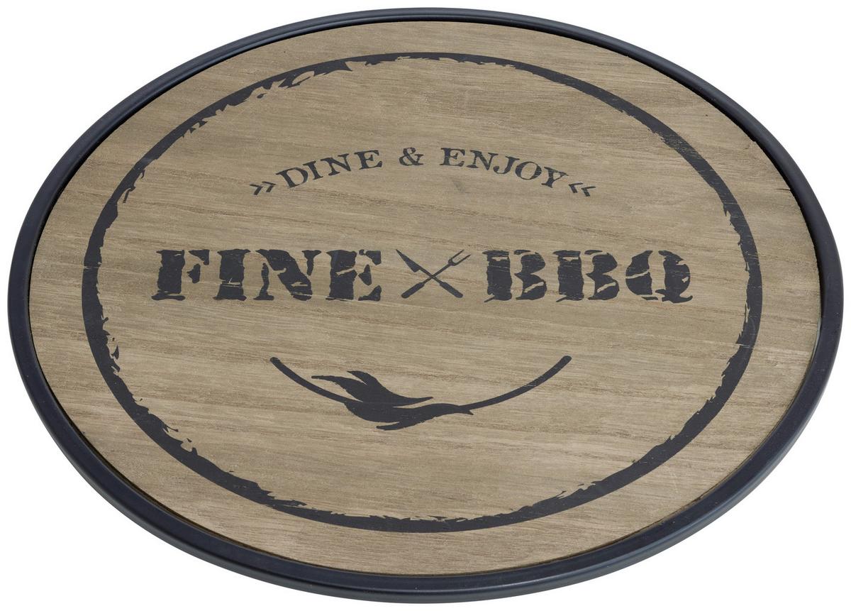 Dekortányér Bbq - barna/fekete, Modern, fa/fém (32/32/1cm) - Premium Living