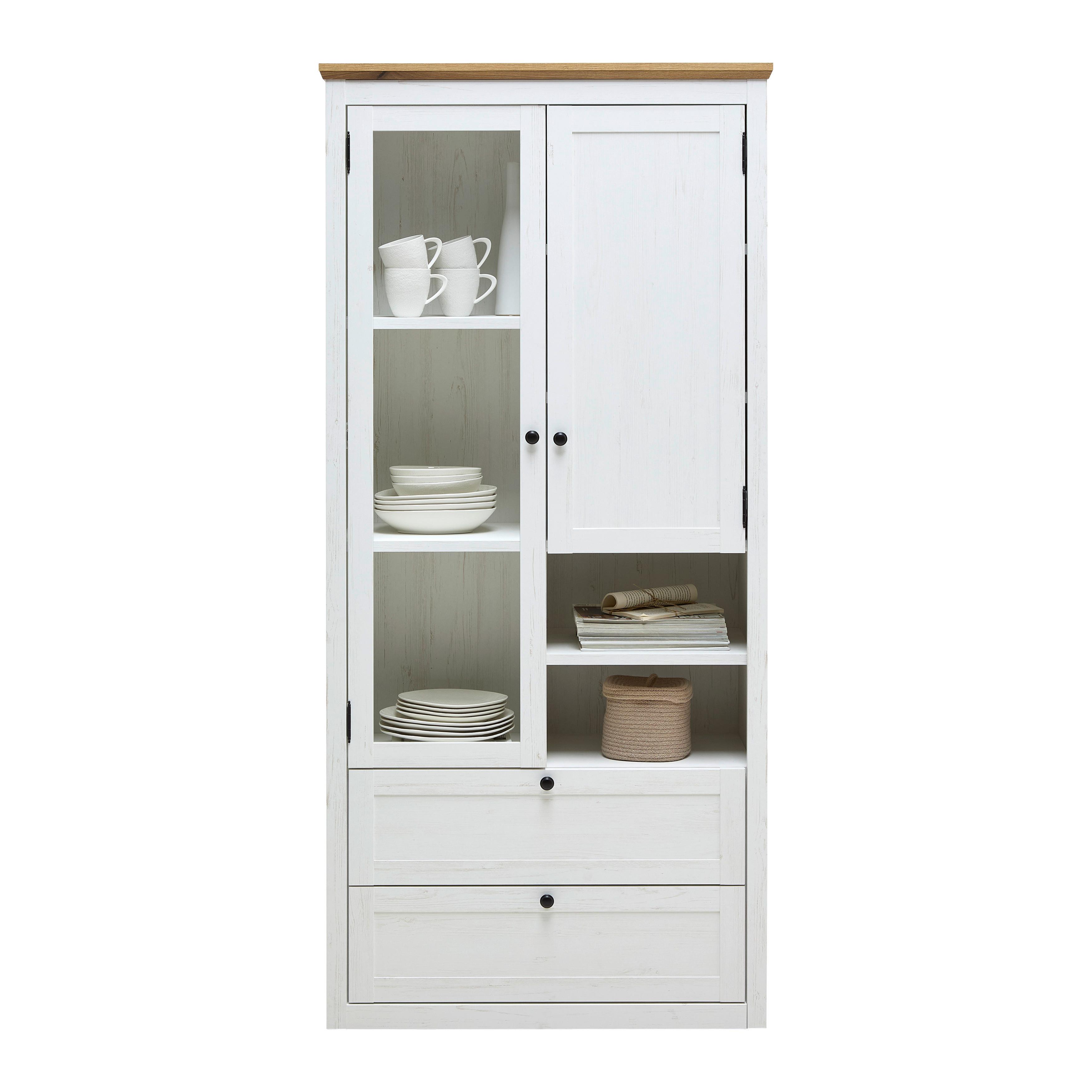 VITRINSKÅP KORSIKA -EXKLUSIV- - vit/svart, Romantik / Lanthus, metall/trämaterial (90/195/43cm) - Mömax