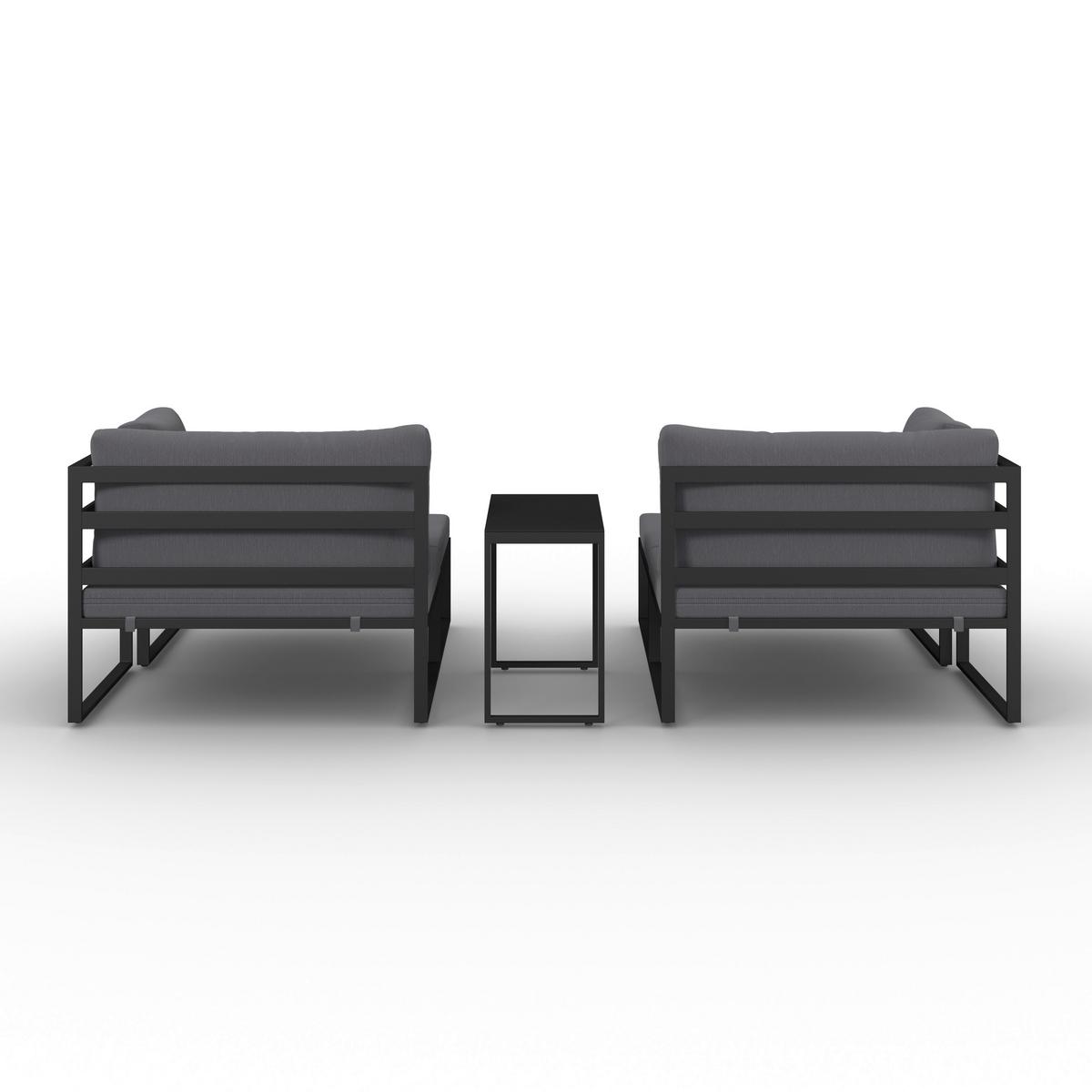 Loungegarnitur Valentina Dunkelgrau Metall/Outdoorstoff - Dunkelgrau/Schwarz, MODERN, Glas/Textil - Bessagi Garden