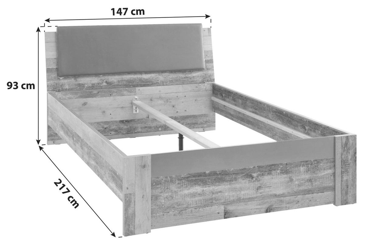 Bett in Anthrazit/Fichtefarbe 'Merlin' - Fichtefarben/Anthrazit, Basics, Holzwerkstoff/Kunststoff (140/200cm) - MID.YOU