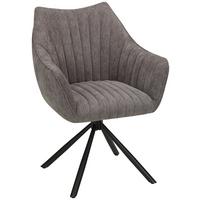 Armlehnstuhl Trient in Grau Chenille - Schwarz/Grau, MODERN, Textil/Metall (62/87/65cm) - Premium Living