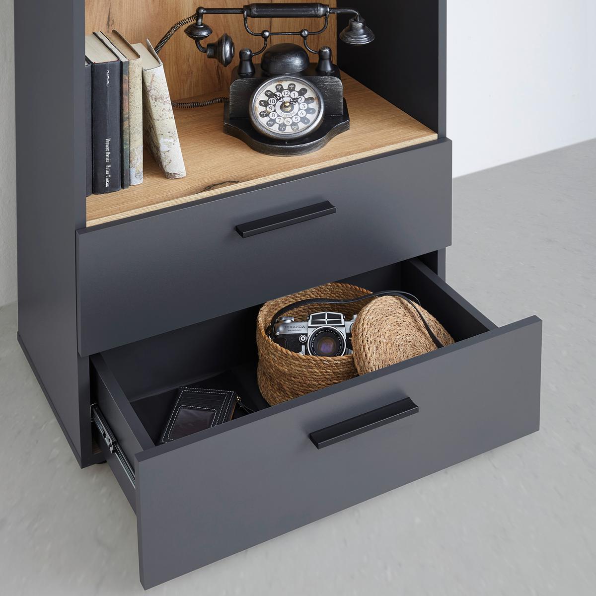 Regal Cadix Anthrazit/Eichefarben - Eichefarben/Anthrazit, Konventionell, Holzwerkstoff/Kunststoff (60/195/36cm) - Mömax