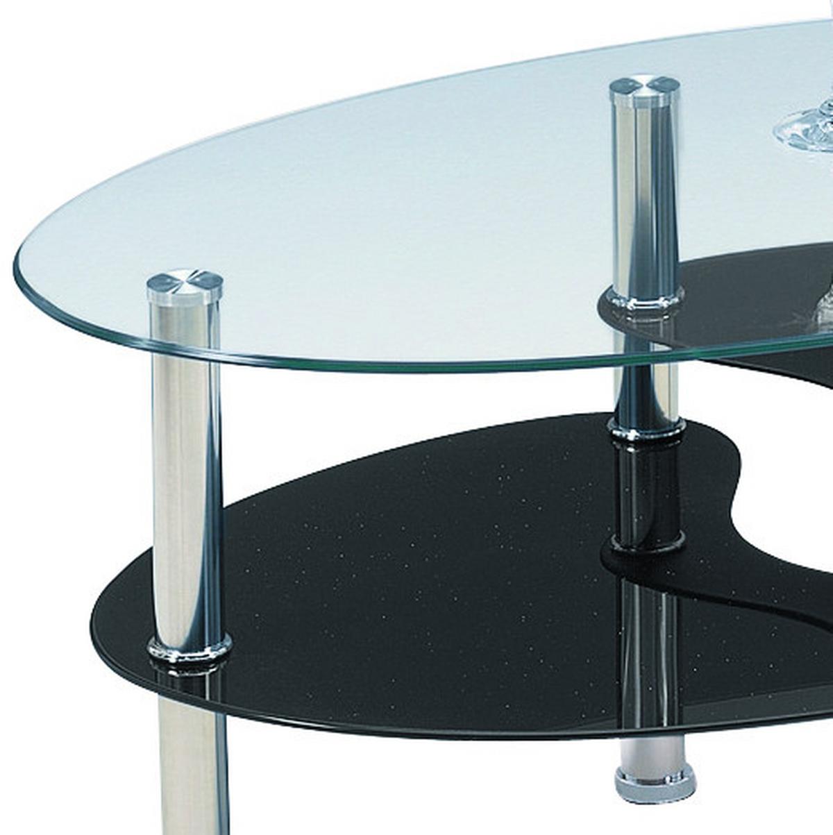 Ovalna Klubska Miza Saba, Črna, Steklo - črna/prozorno, Konvencionalno, kovina/steklo (90/45/55cm) - Modern Living