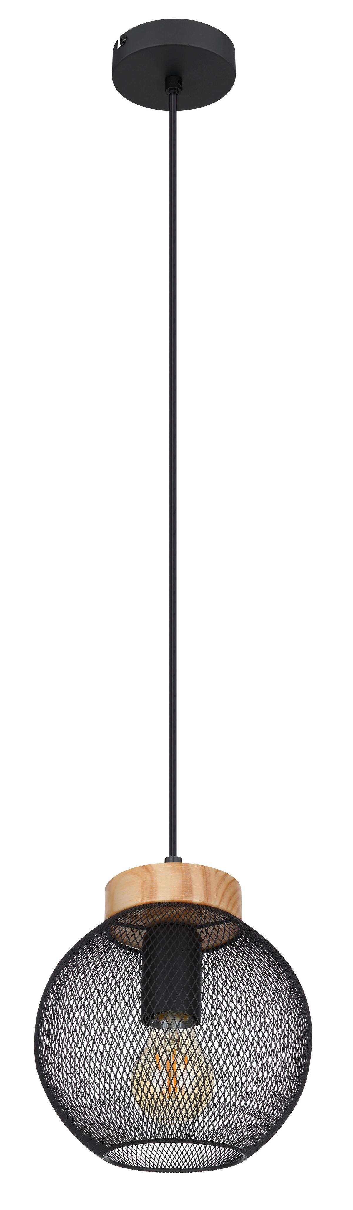 Viseča Svetilka 15663h - črna/rjava, Basics, kovina/les (20/120cm) - Globo